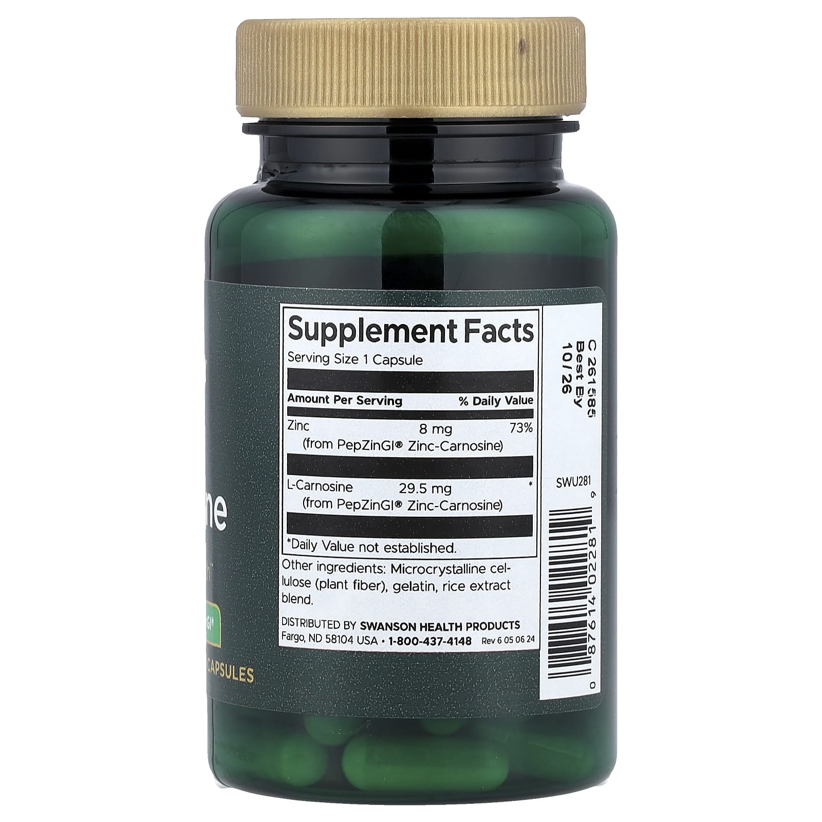 Zinc Carnosine näringsfakta och ingredienser