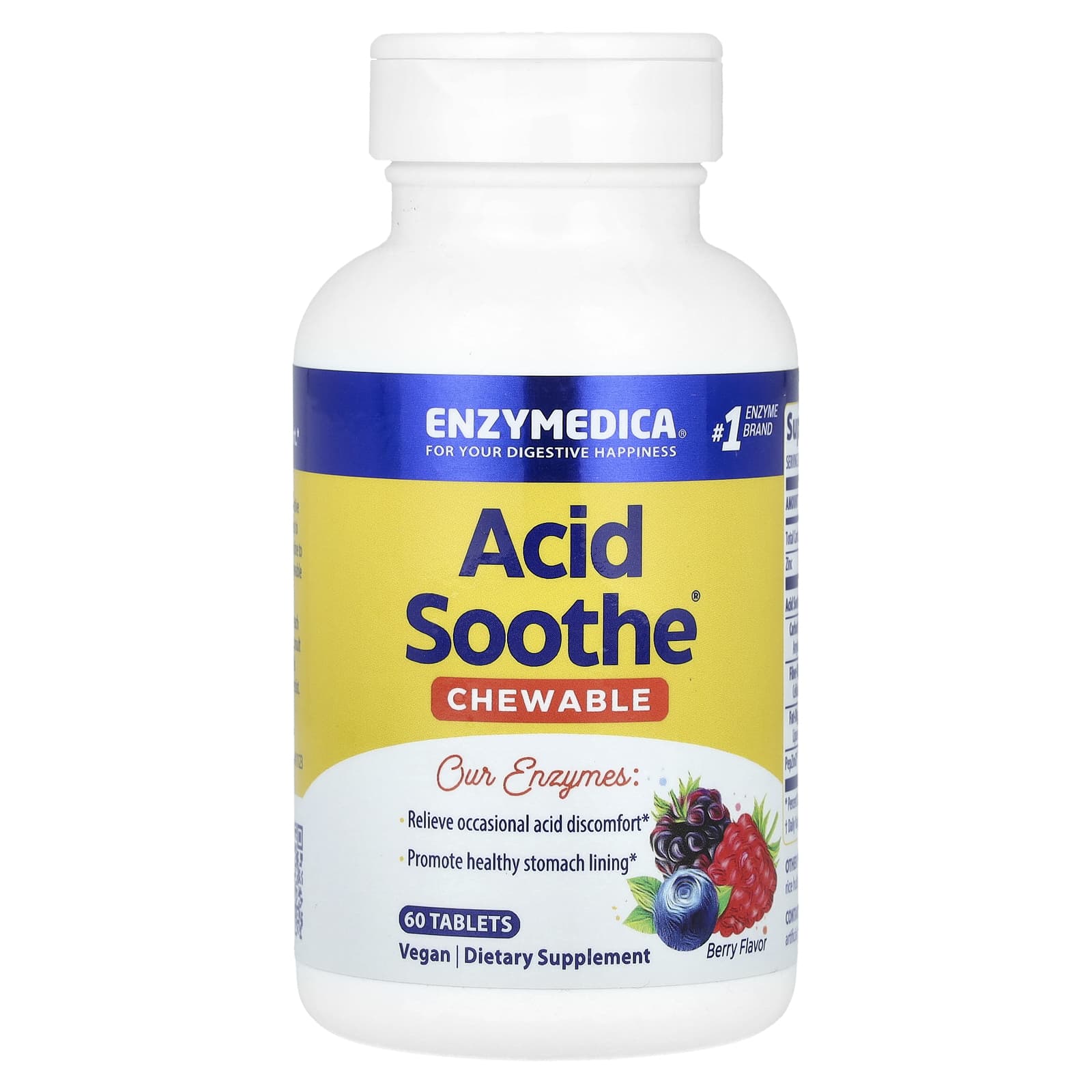 Enzymedica - Acid Soothe - Digestive Support - 60 Tabs (KORT UDLØBSDATO 2026-09-30)