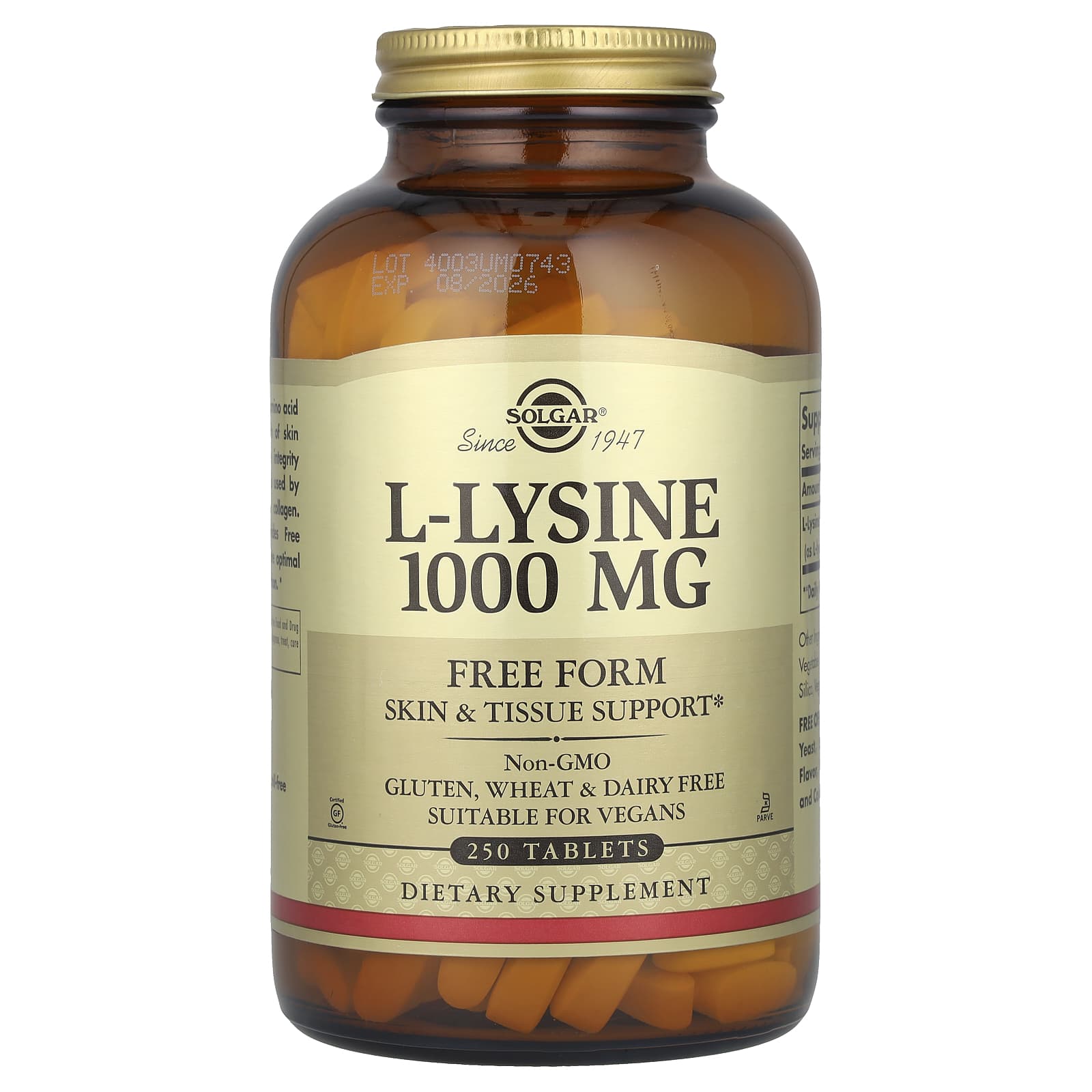 Solgar L-Lysine baksida näringsfakta