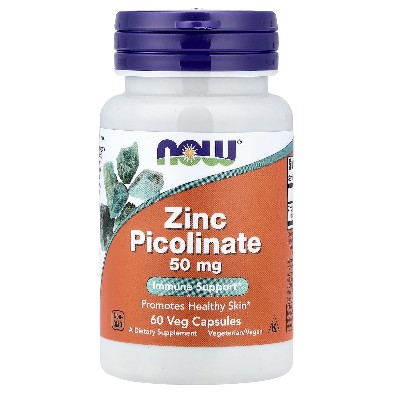 NOW Foods Zinc Picolinate 50mg baksida