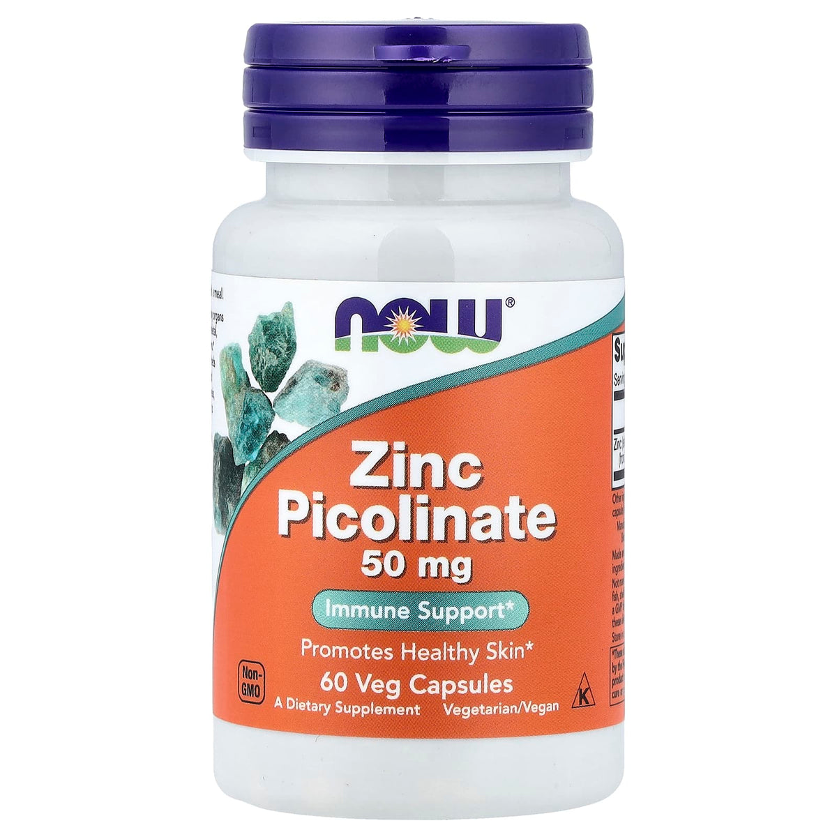 NOW Foods Zinc Picolinate 50mg baksida