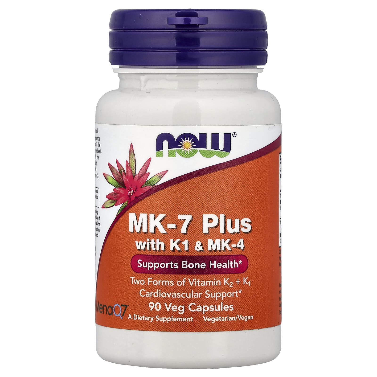 NOW Foods MK-7 Plus baksida med näringsfakta