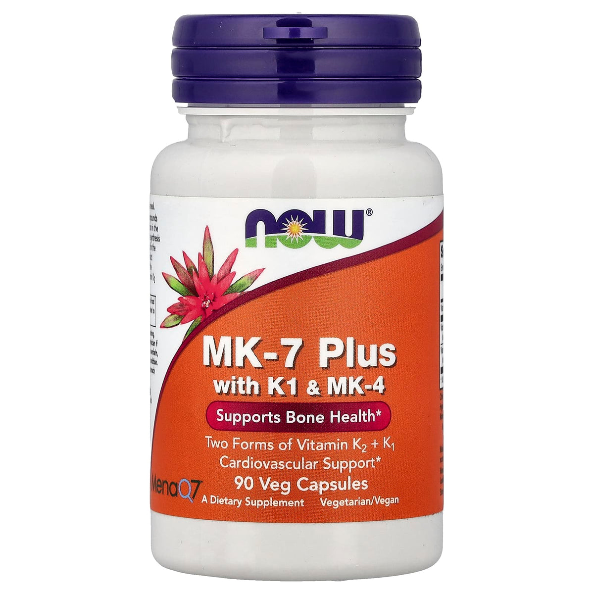 NOW Foods MK-7 Plus baksida med näringsfakta