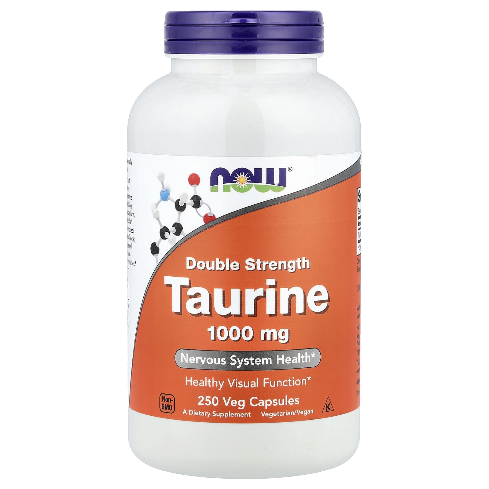 NOW Foods Taurine Double Strength 1000mg förpackning öppen