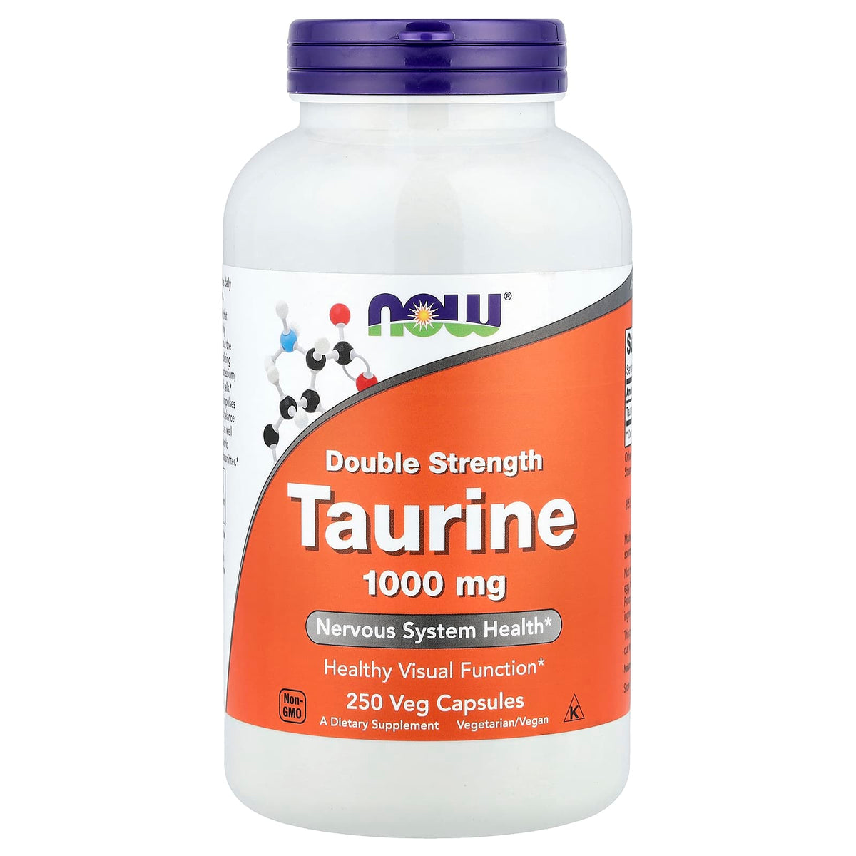 NOW Foods Taurine Double Strength 1000mg förpackning öppen