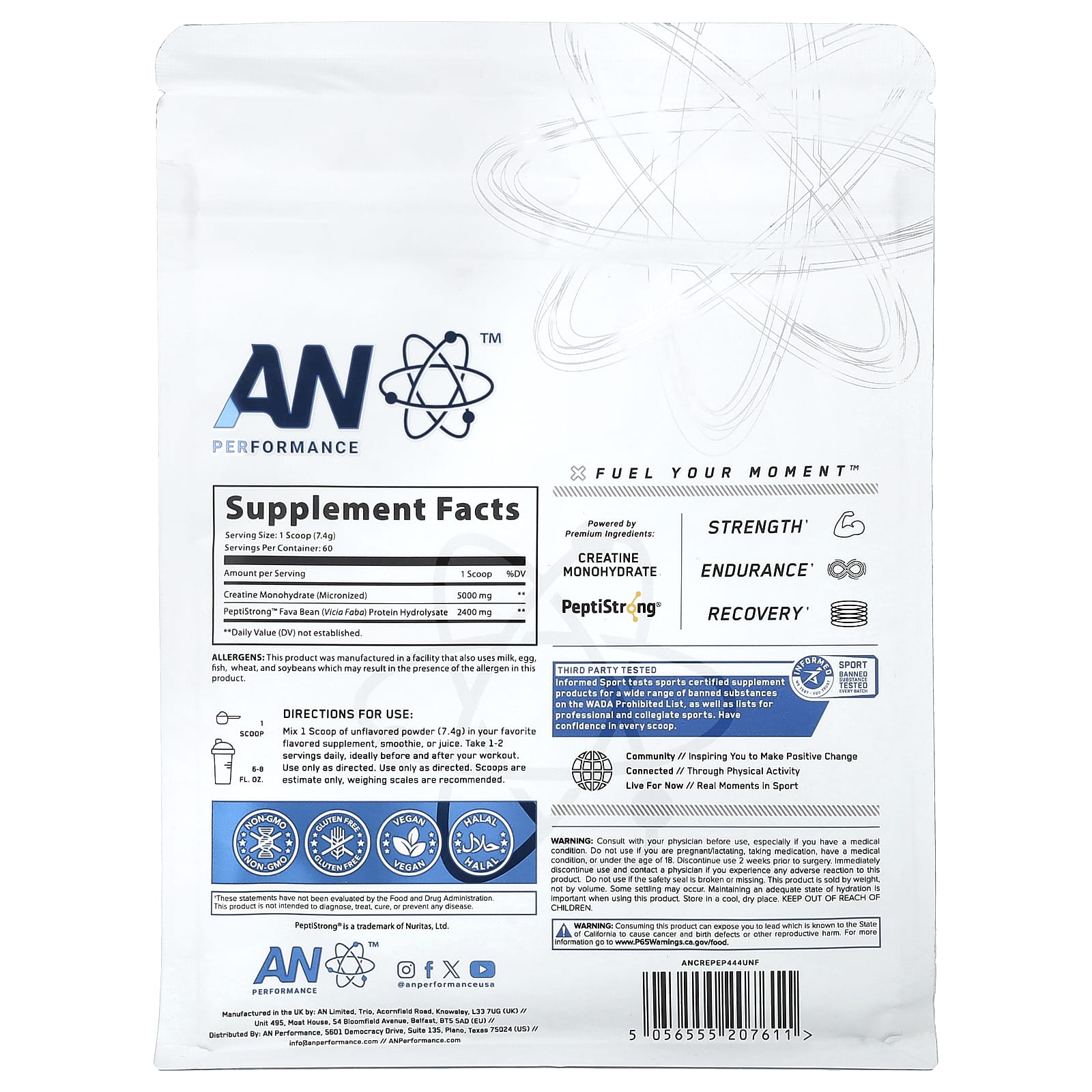 Creatine Monohydrat + Peptide näringsfakta