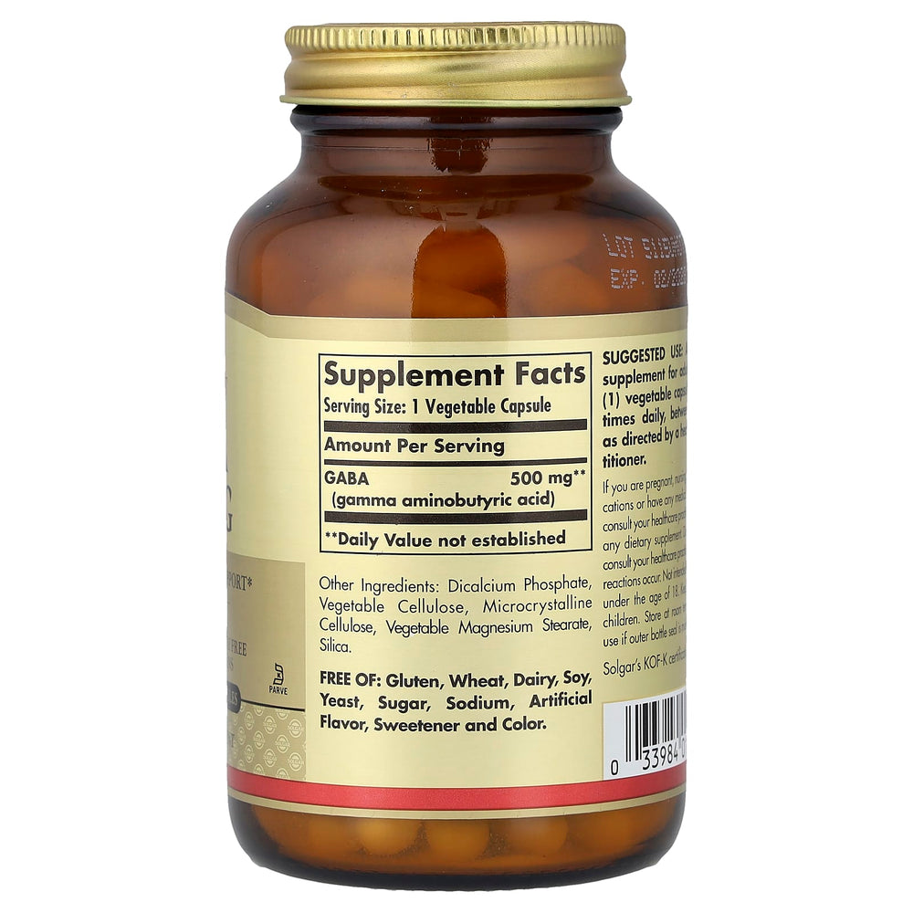 GABA 500mg ingredienser och etikett