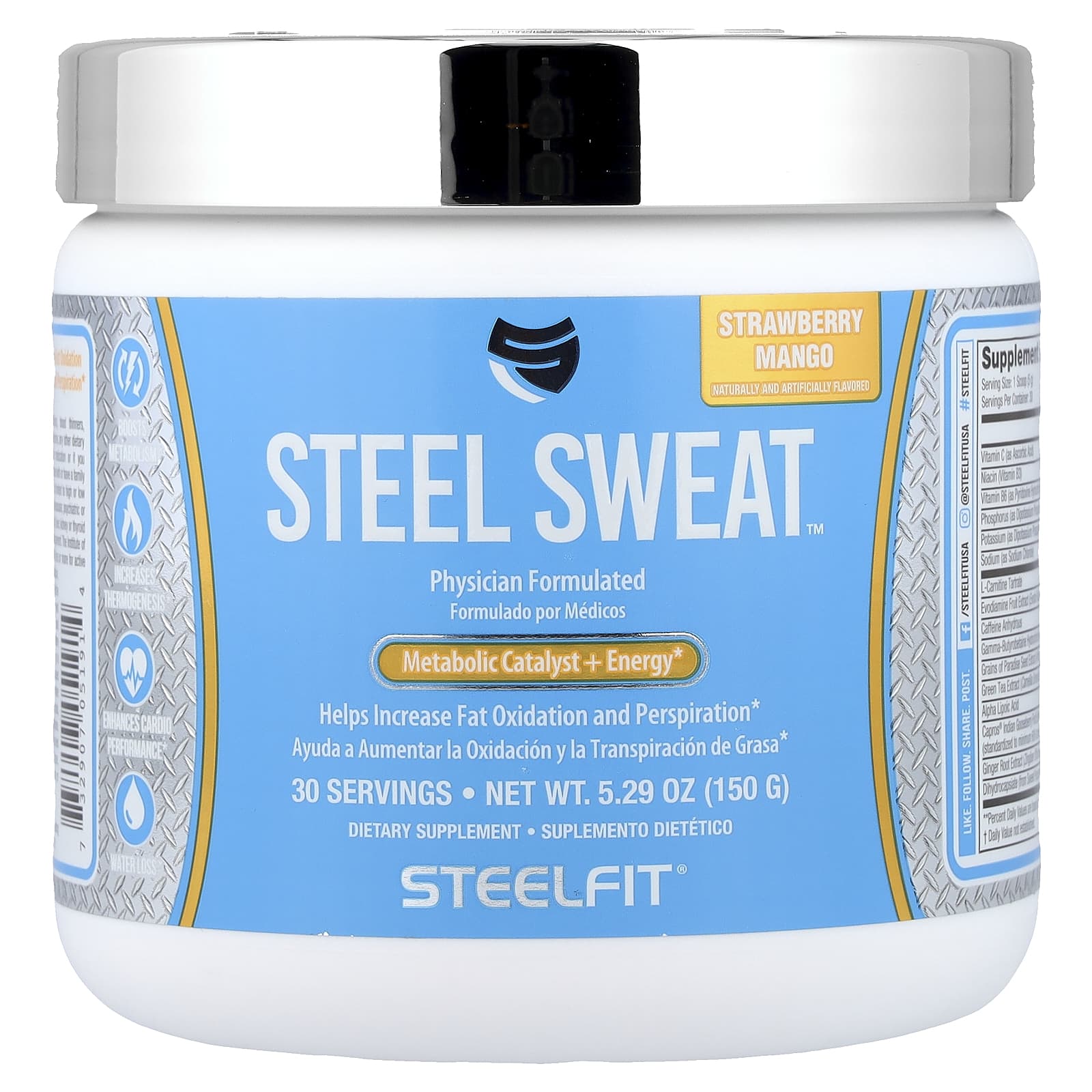 SteelFit - Krydret Jordbær Mango - 150g