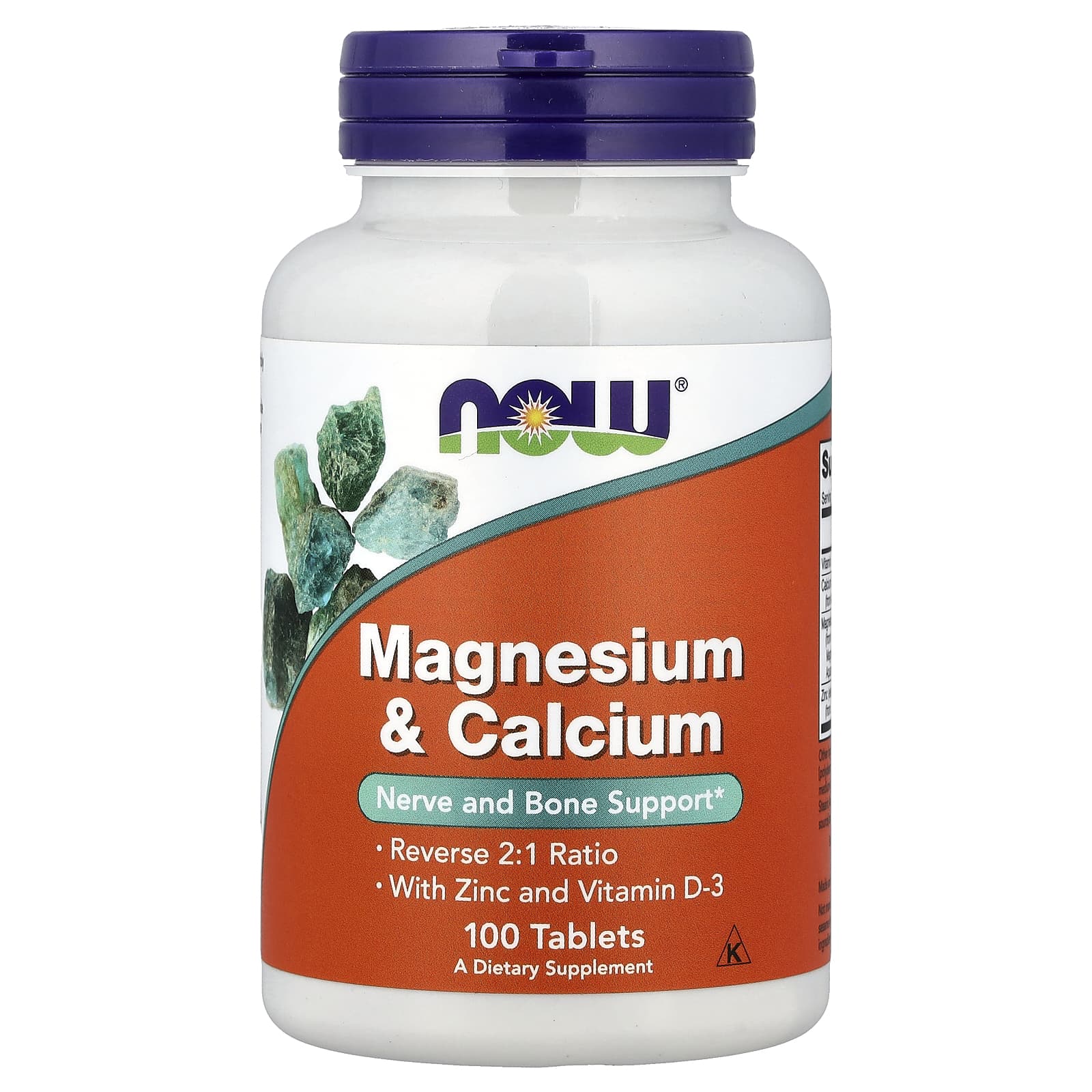NOW Foods Magnesium & Calcium baksida näringsfakta