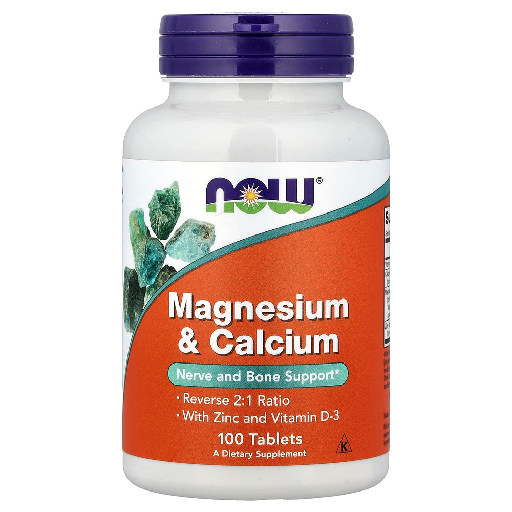 NOW Foods Magnesium & Calcium baksida näringsfakta