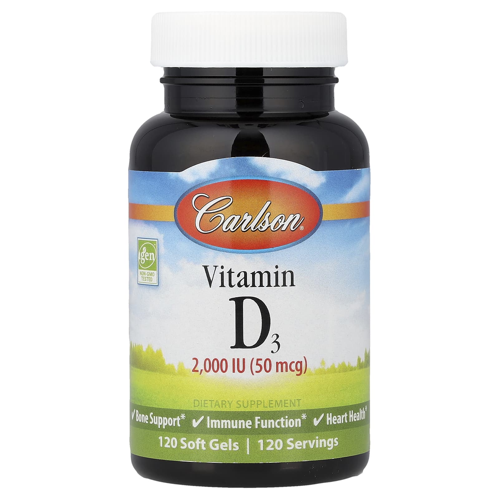 Vitamin D3 2000 IU baksida med näringsfakta