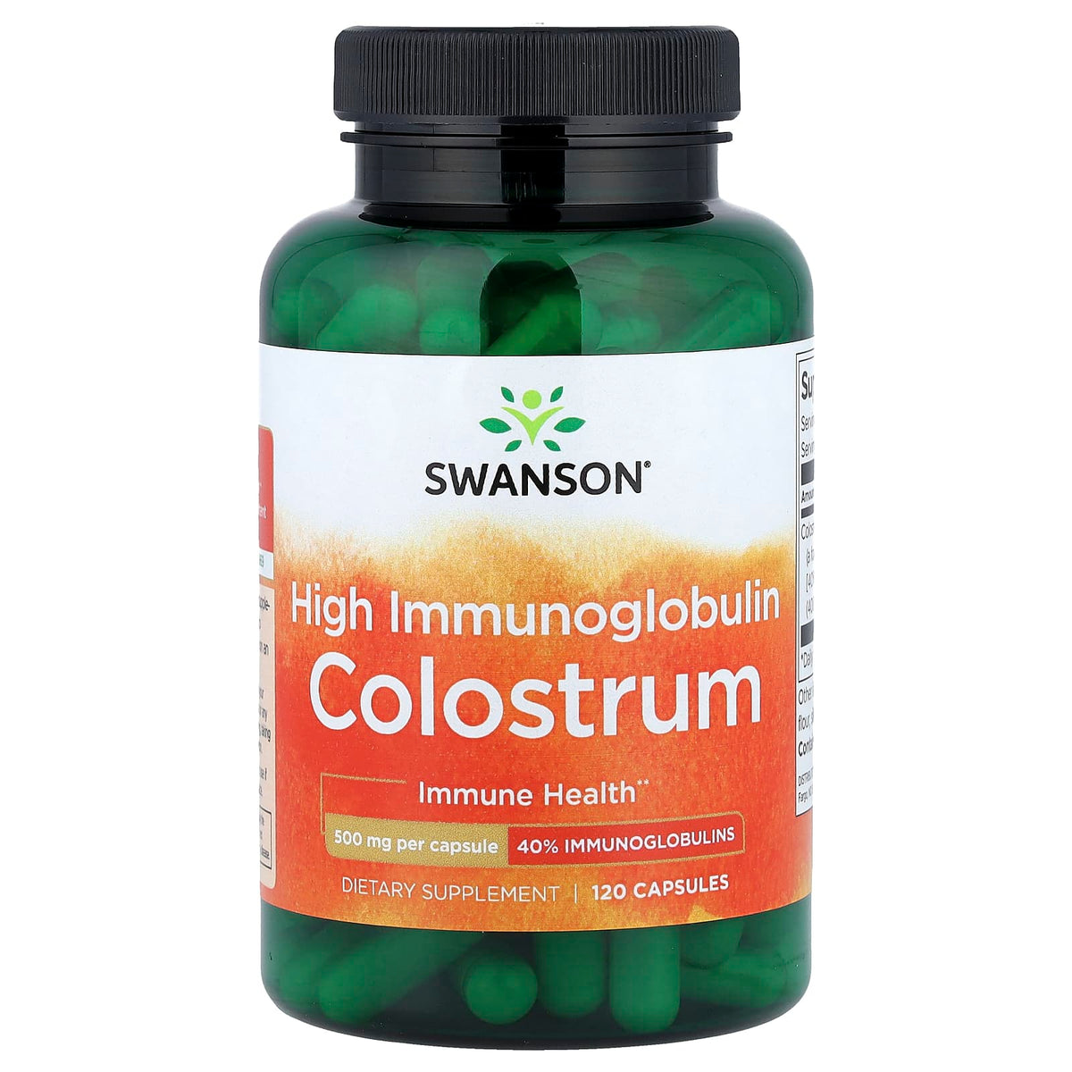 Swanson High Immunoglobulin Colostrum 120 kapslar framsida