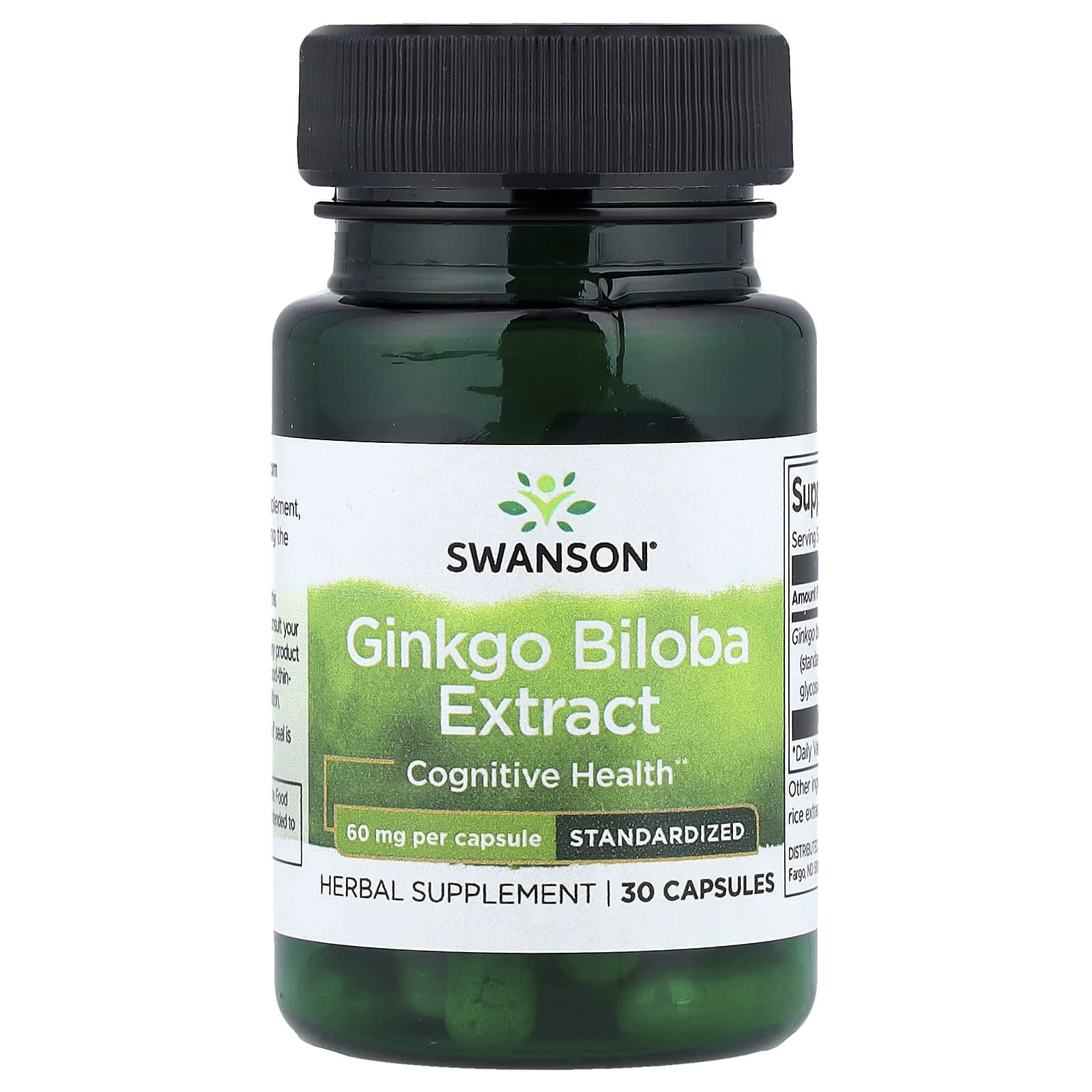 Swanson Ginkgo Biloba Extract ingredienser etikett