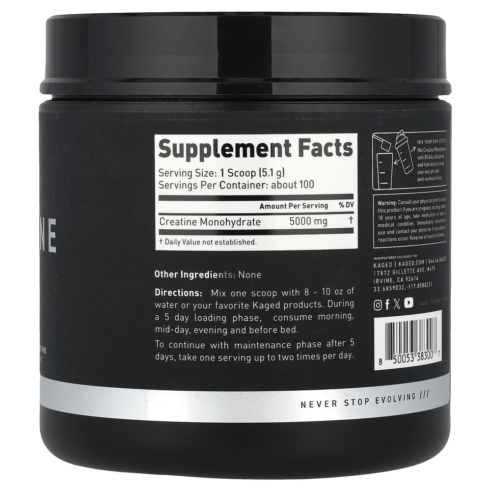 Kaged Muscle Creatine näringsfakta etikett