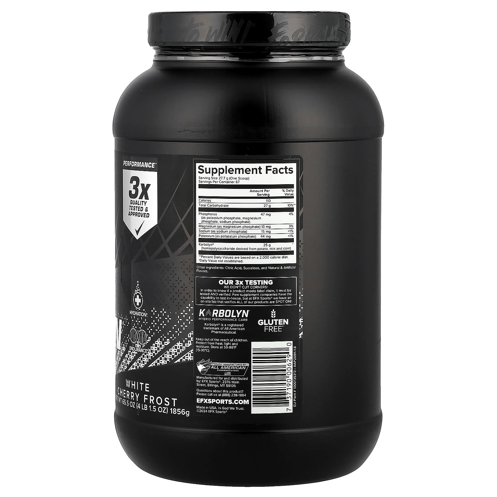 Karbolyn Hydrate näringsfakta etikett