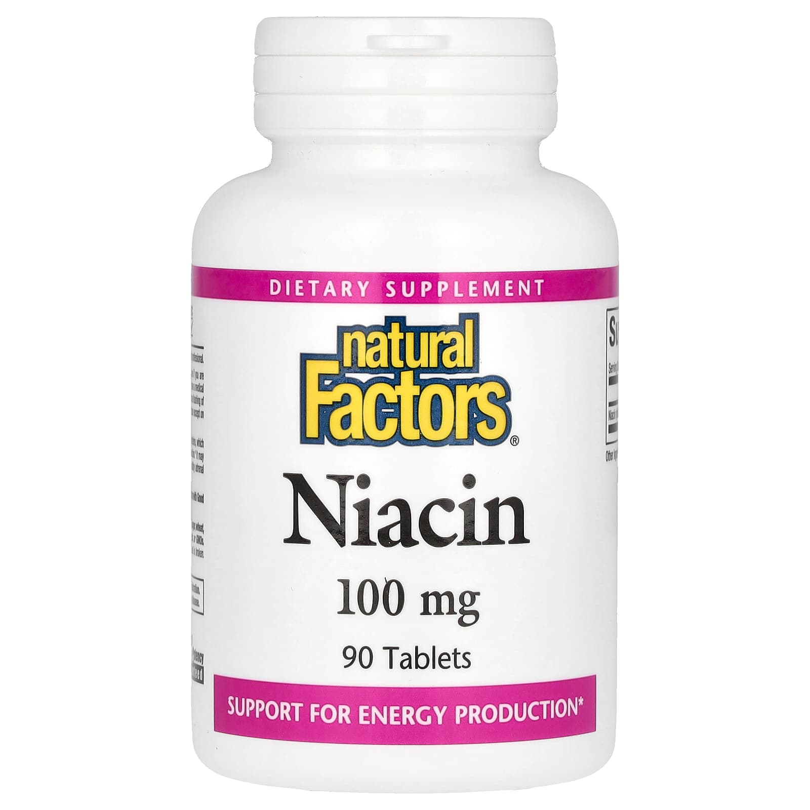 Natural Factors Niacin Vitamin B3 baksida