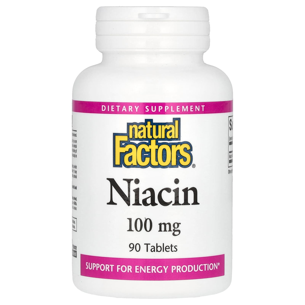 Natural Factors Niacin Vitamin B3 baksida