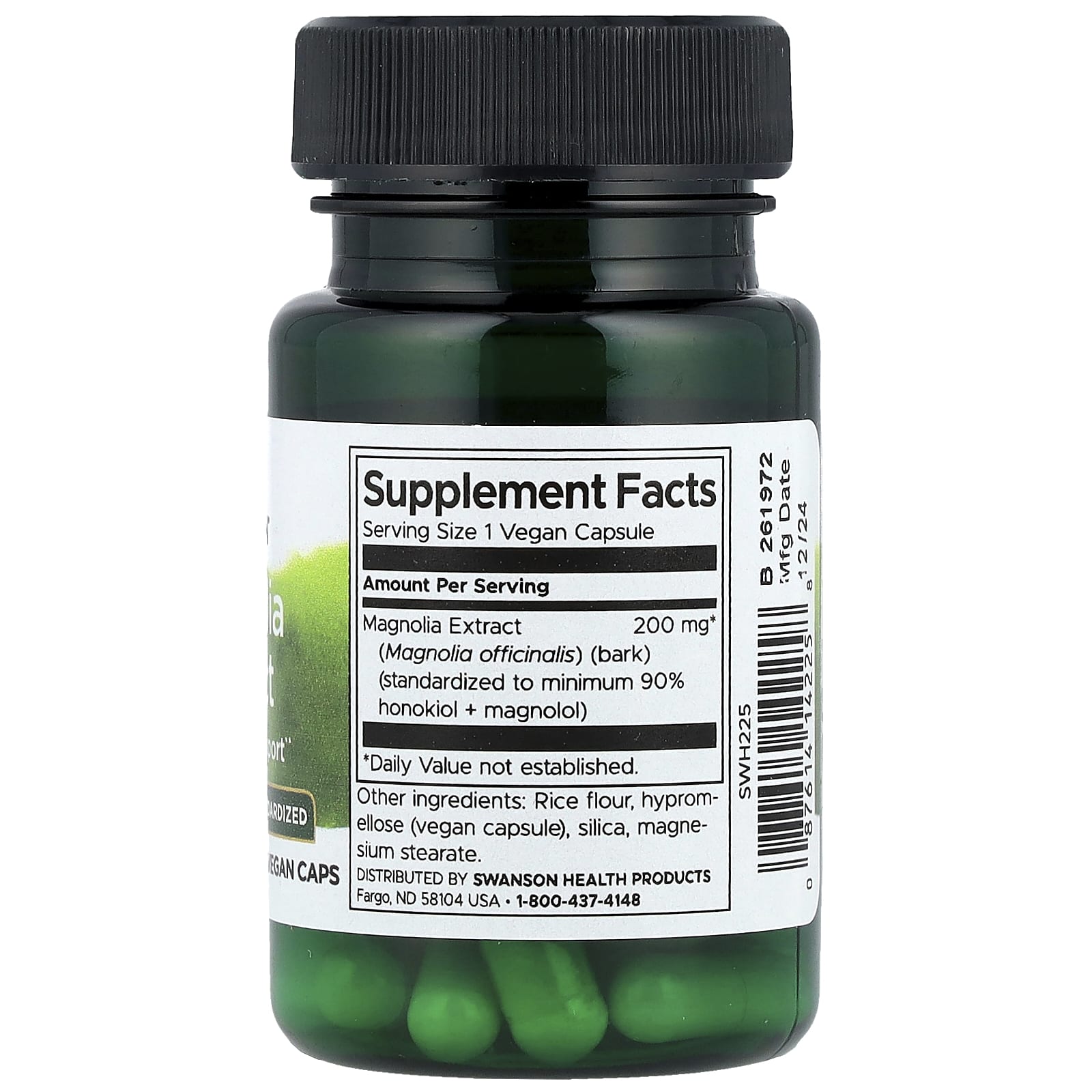 Swanson Magnolia Extract baksida näringsfakta