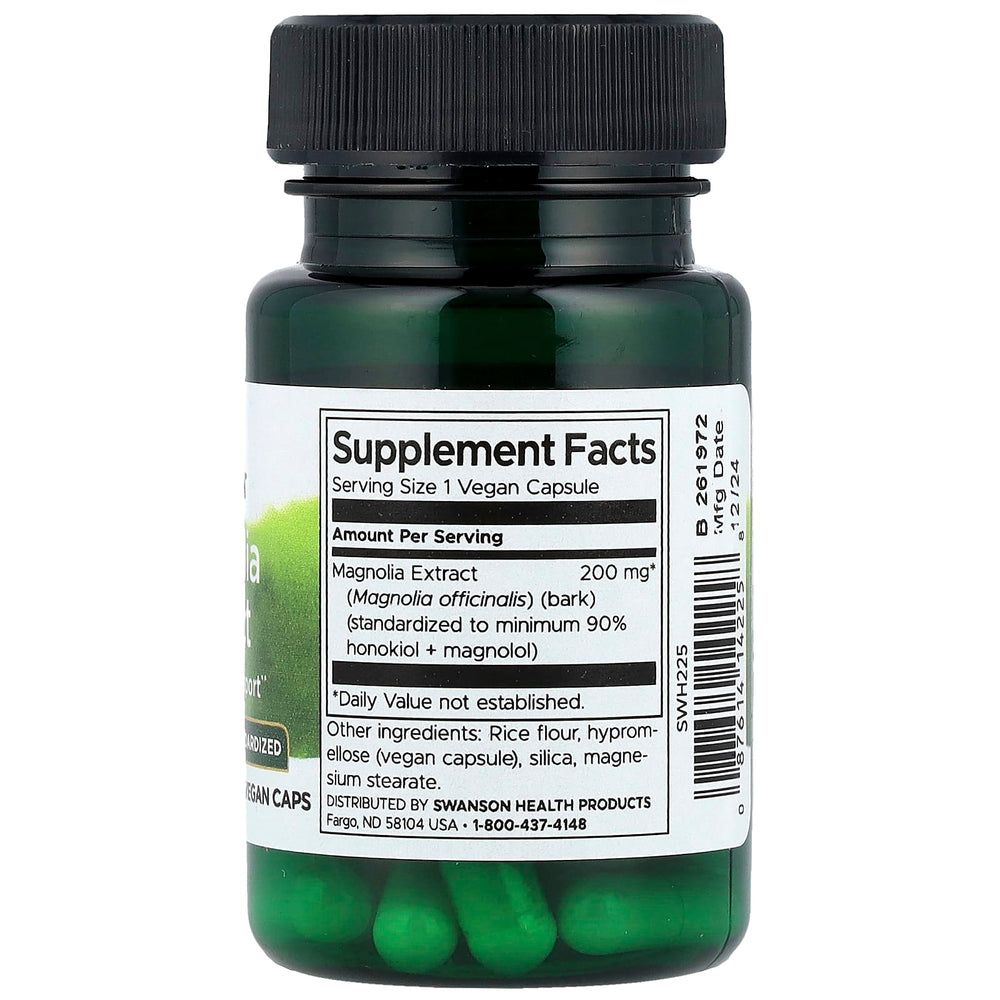 Swanson Magnolia Extract baksida näringsfakta