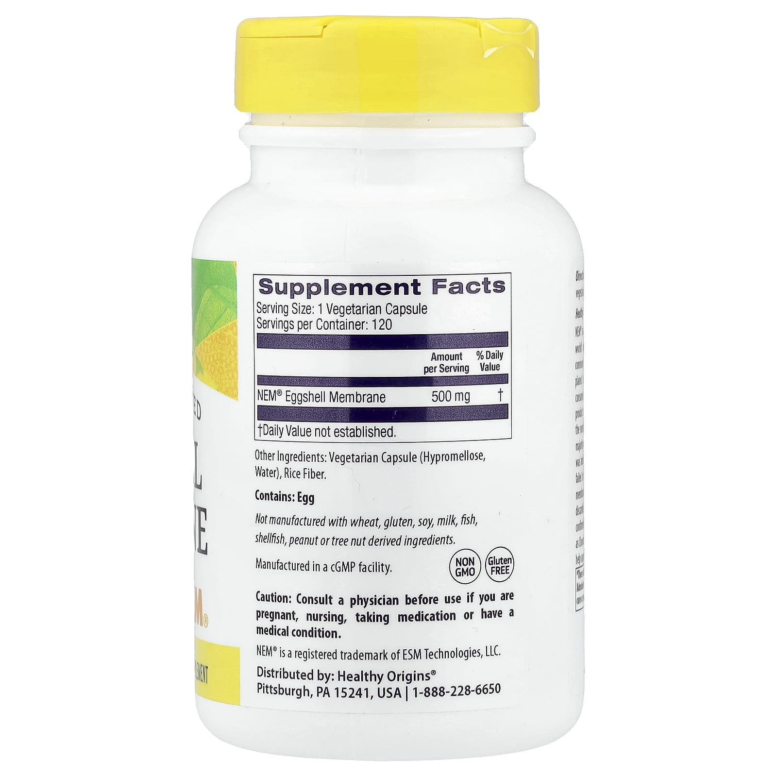 Healthy Origins Eggshell Membrane näringsfakta baksida