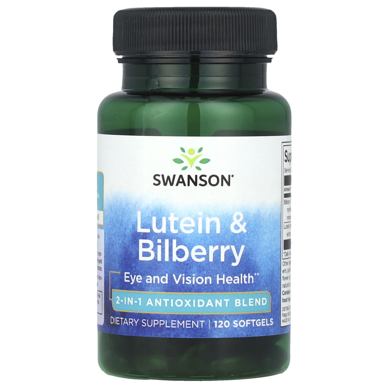 Swanson Lutein & Bilberry ingredienser etikett
