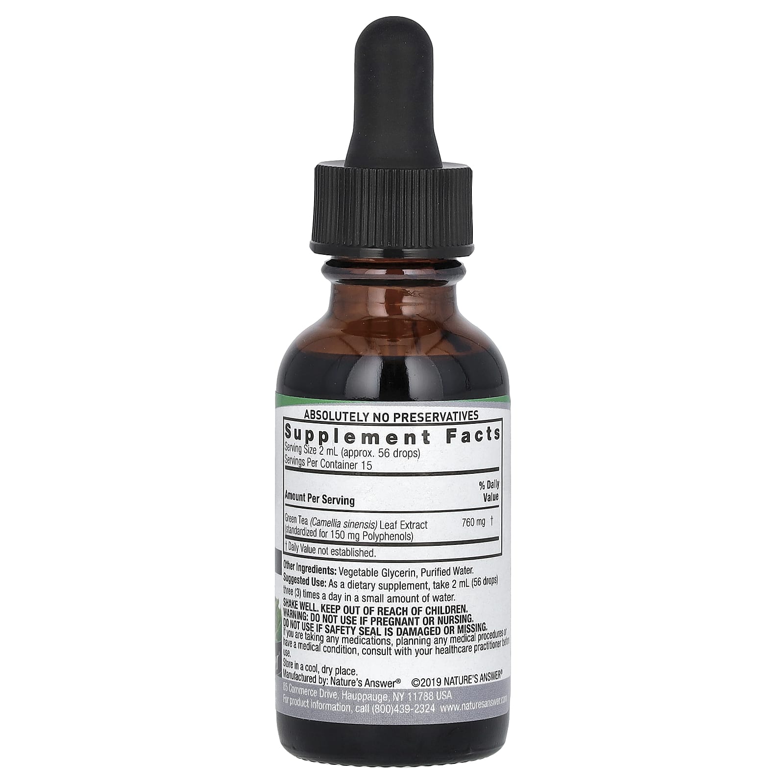Nature's Answer Green Tea Extract baksida näringsfakta