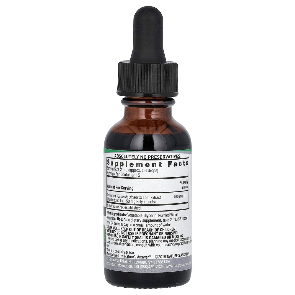 Nature's Answer Green Tea Extract baksida näringsfakta
