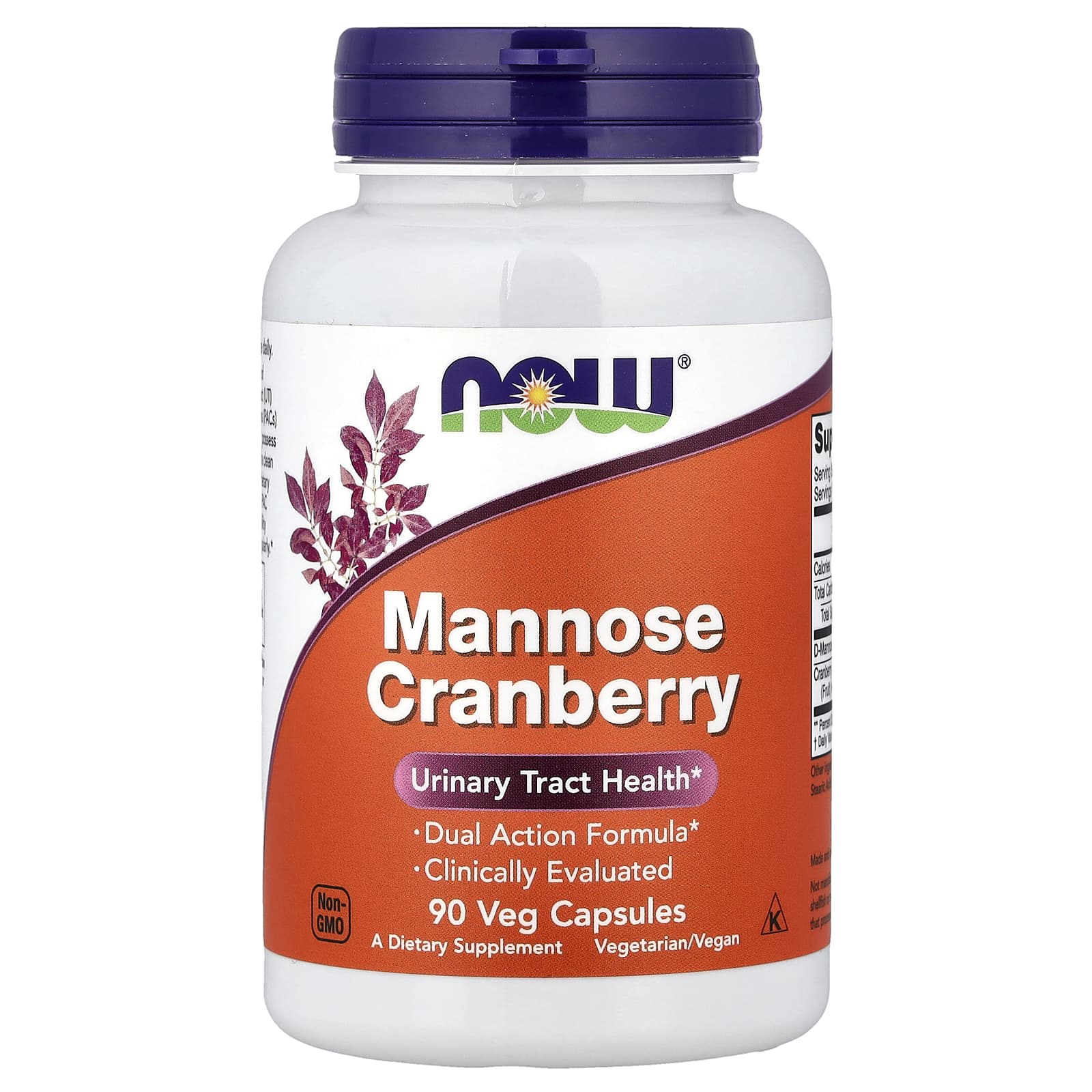 NOW Foods Mannose Cranberry baksida