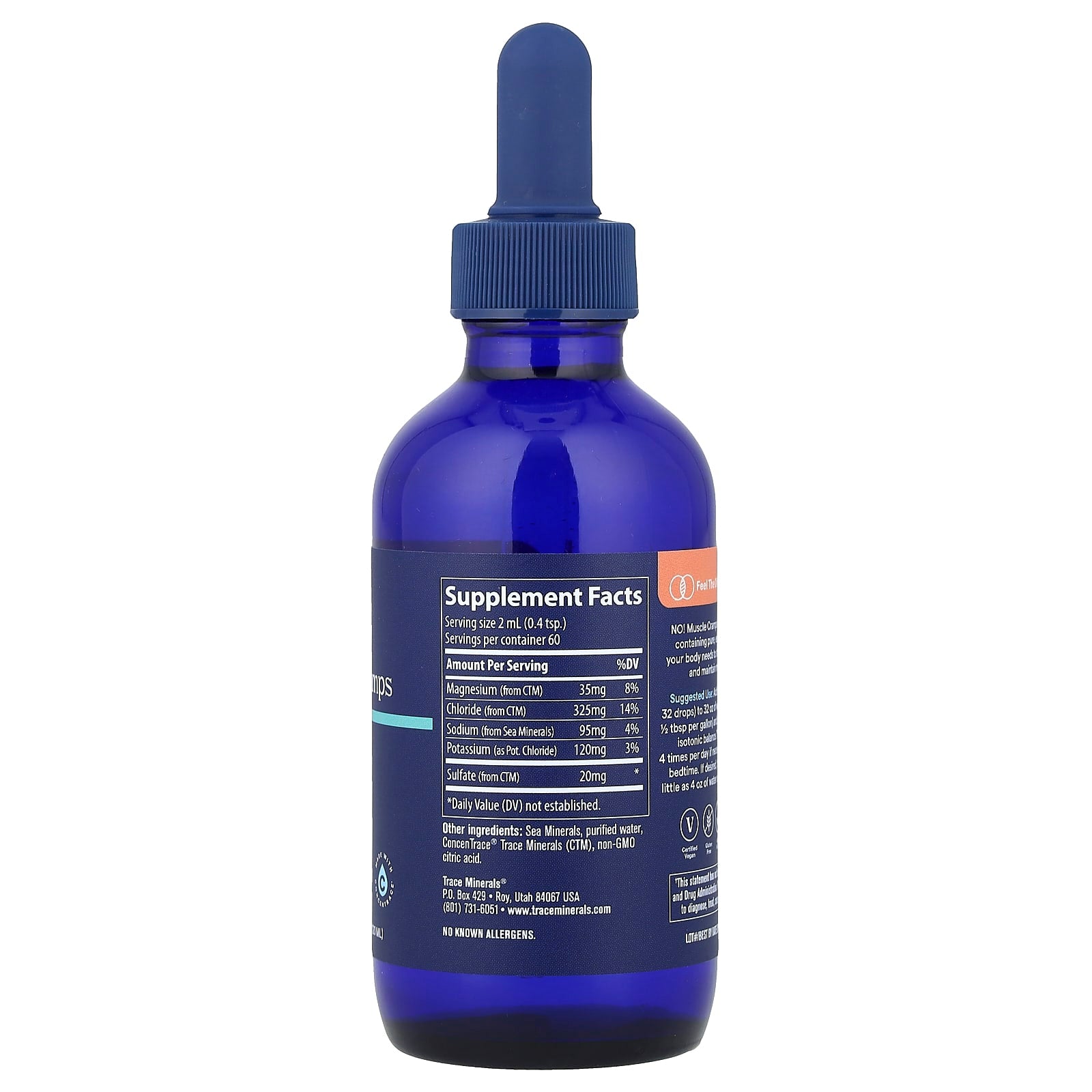Trace Minerals - No! Muscle Cramps baksida näringsfakta