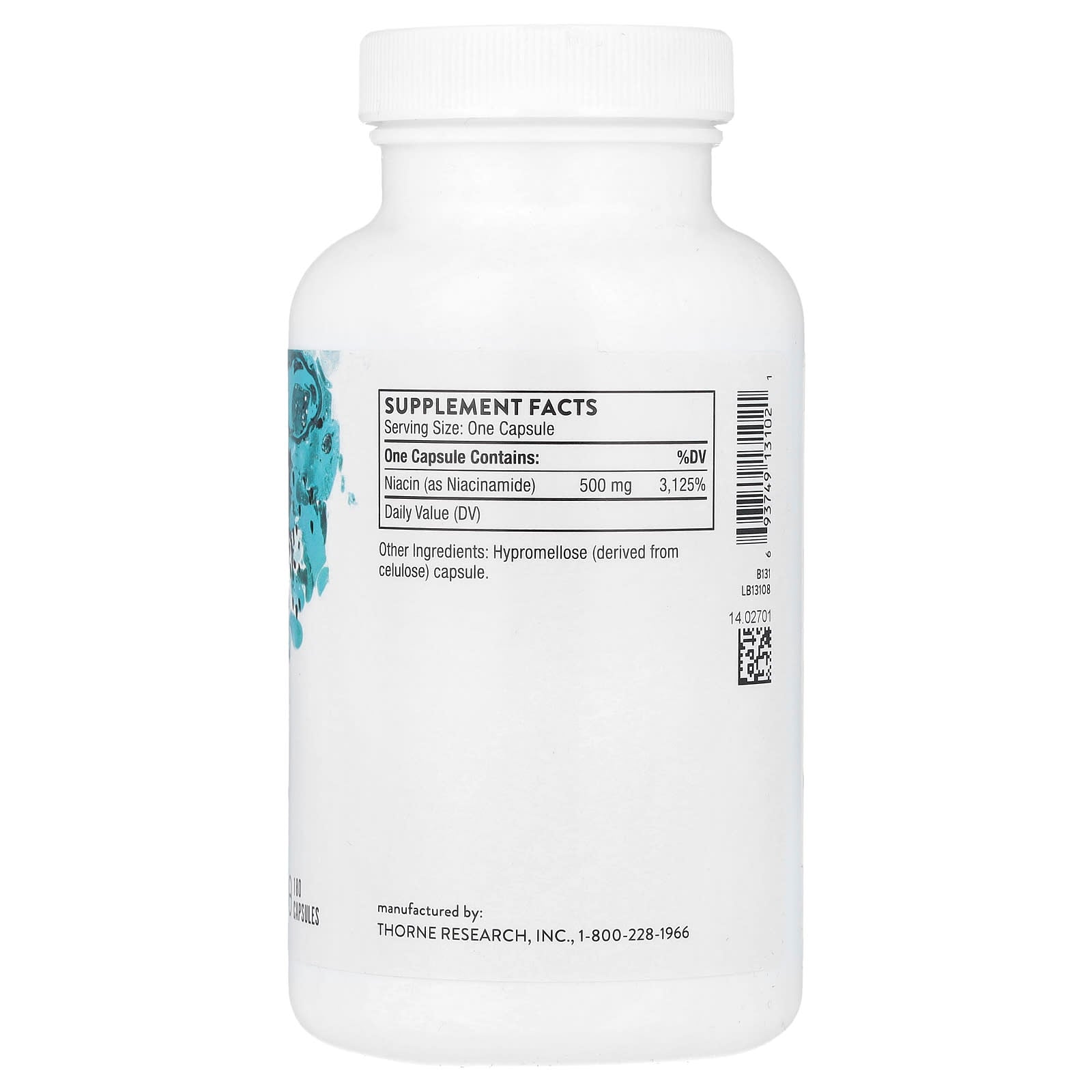 Thorne Research Niacinamide näringsfakta baksida