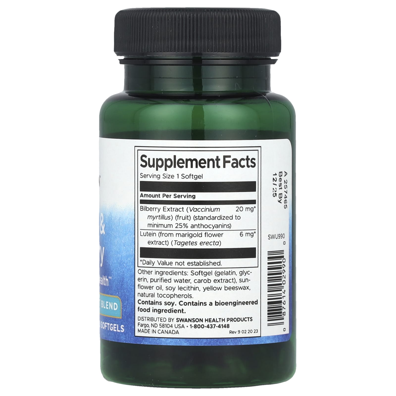 Swanson Lutein & Bilberry produktdetalj text