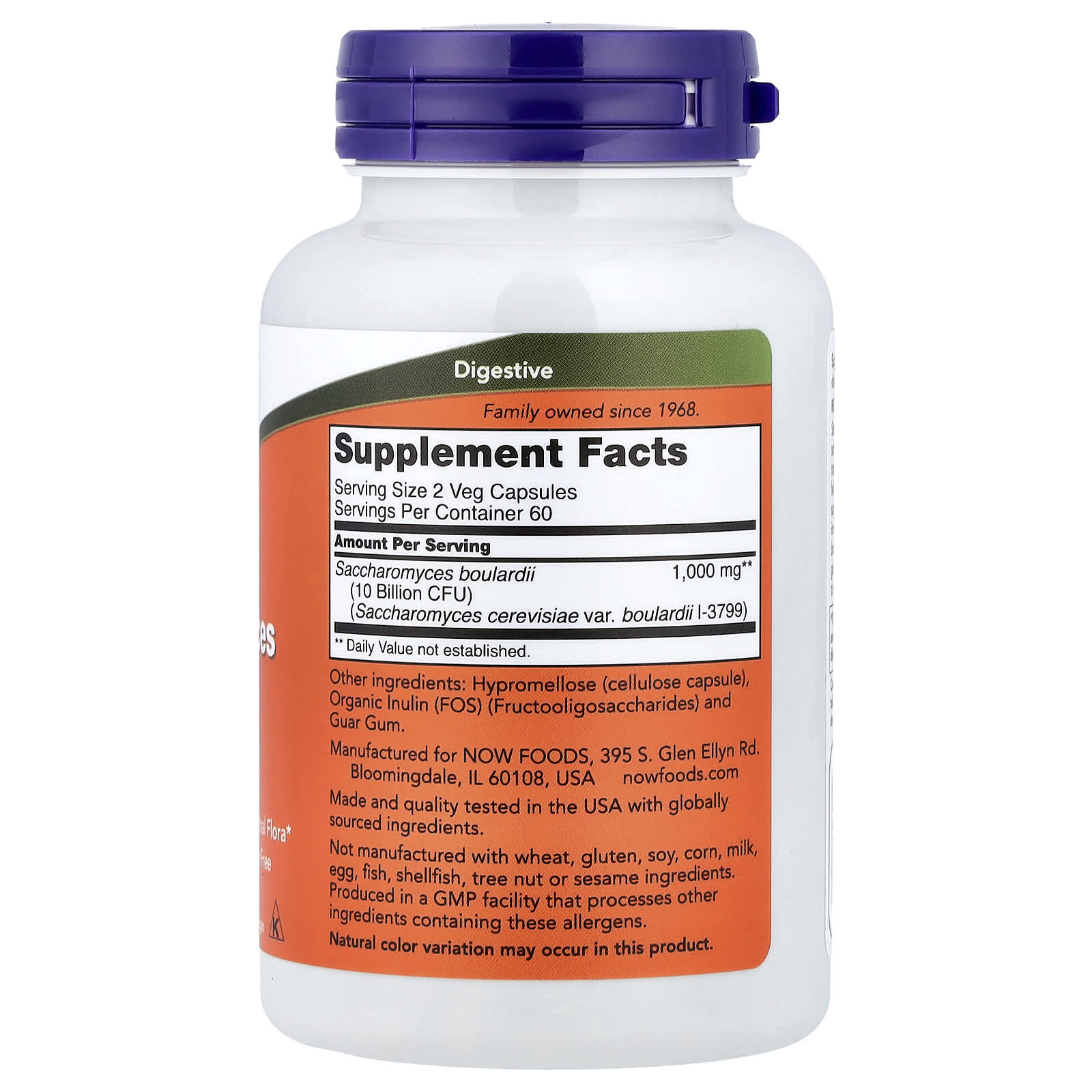 NOW Foods - Saccharomyces Boulardii ingredienser