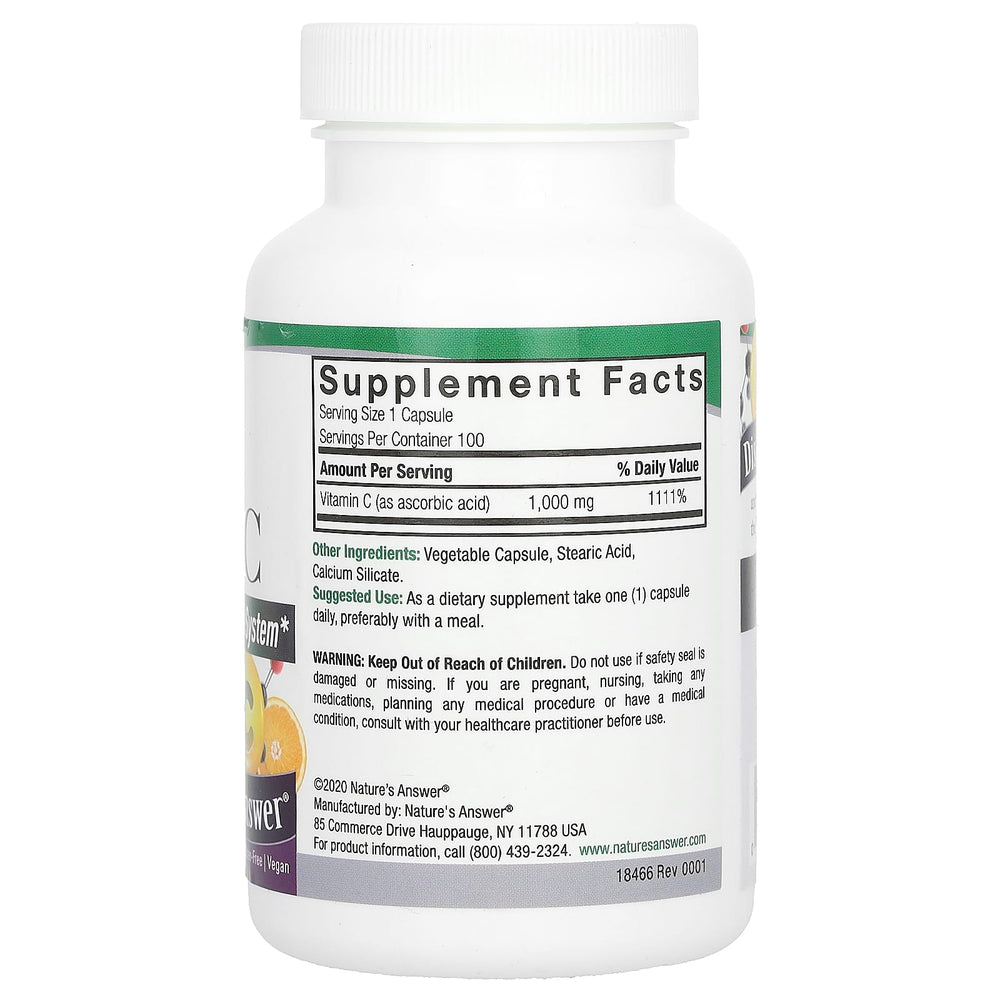 Vitamin C – 1000 mg näringsfakta och ingredienser