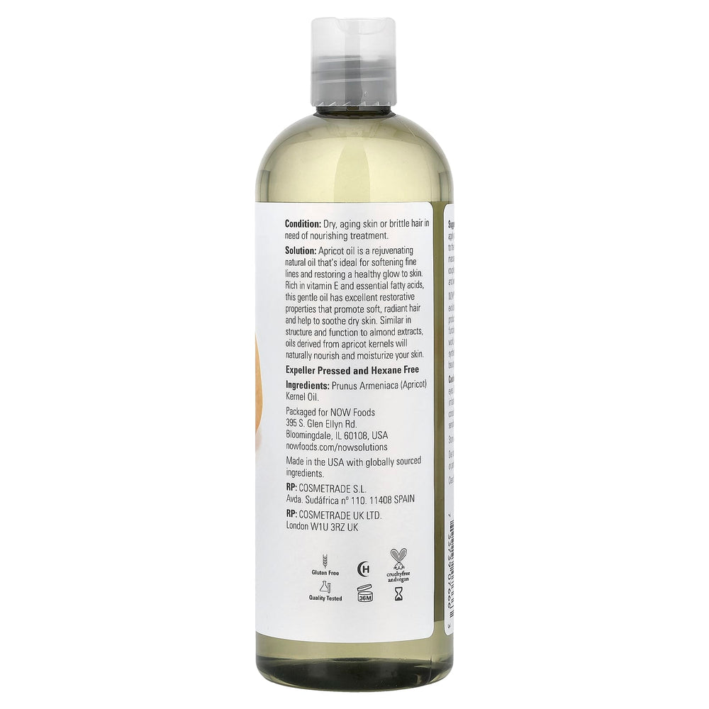 Aprikoskärneolja – Naturlig hudolja etikett detalj