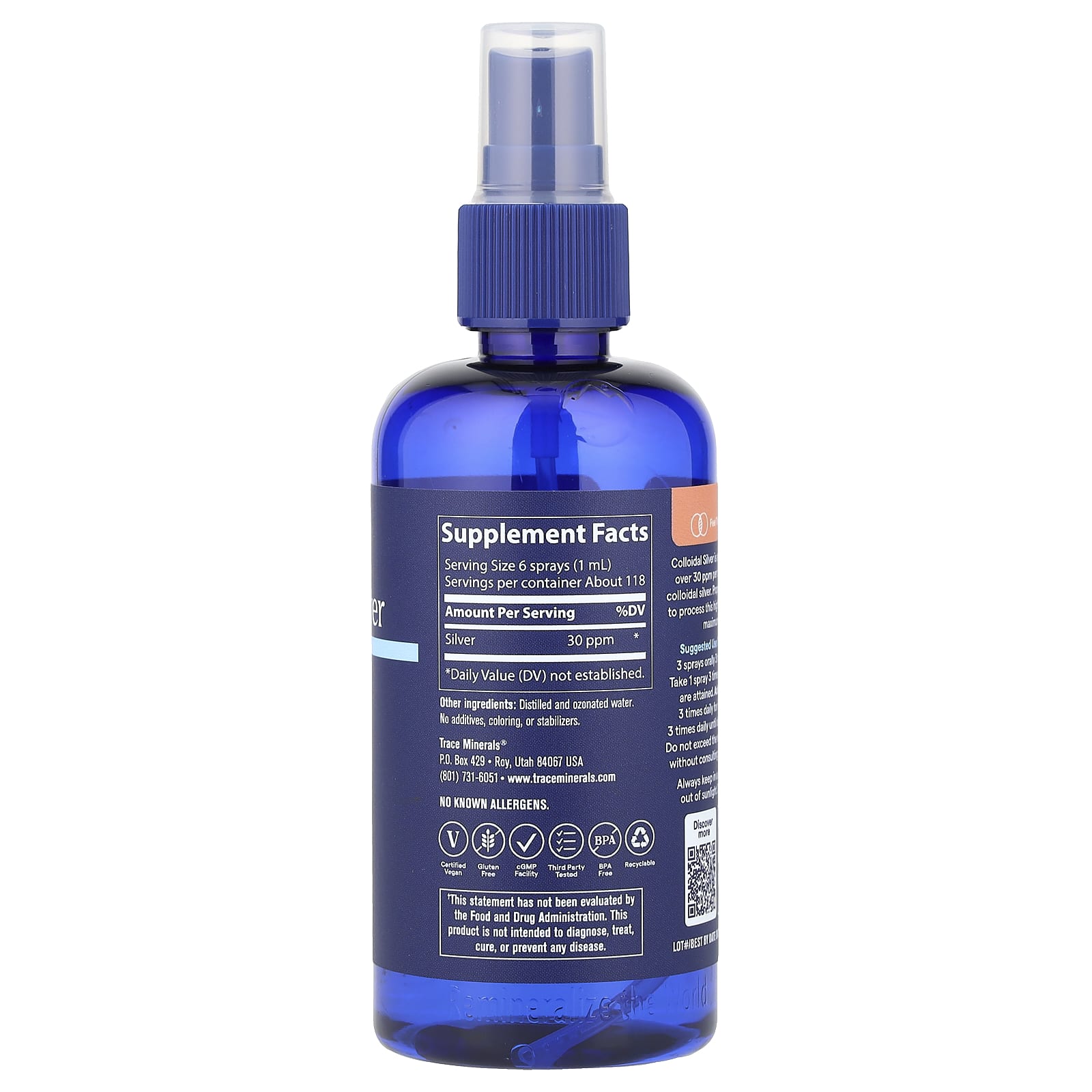 Kolloidalt Silver Spray – 118 ml baksida med information