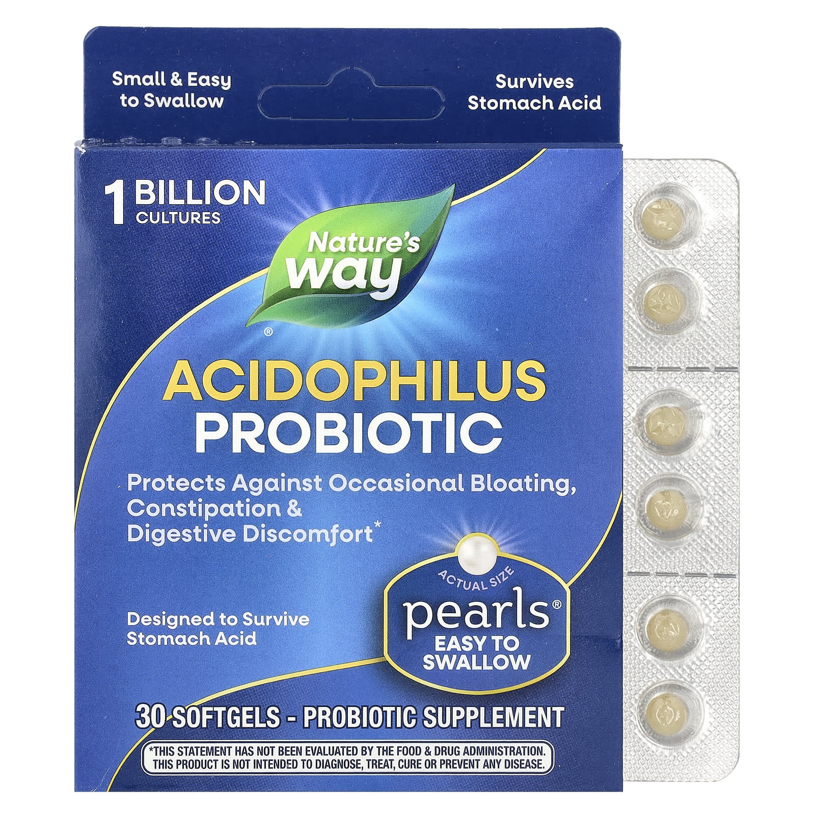 Probiotic Pearls Acidophilus baksida näringsfakta