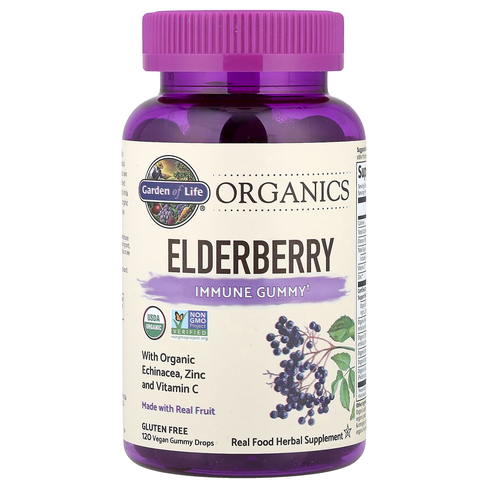 Elderberry Immune Gummy näringsfakta-etikett