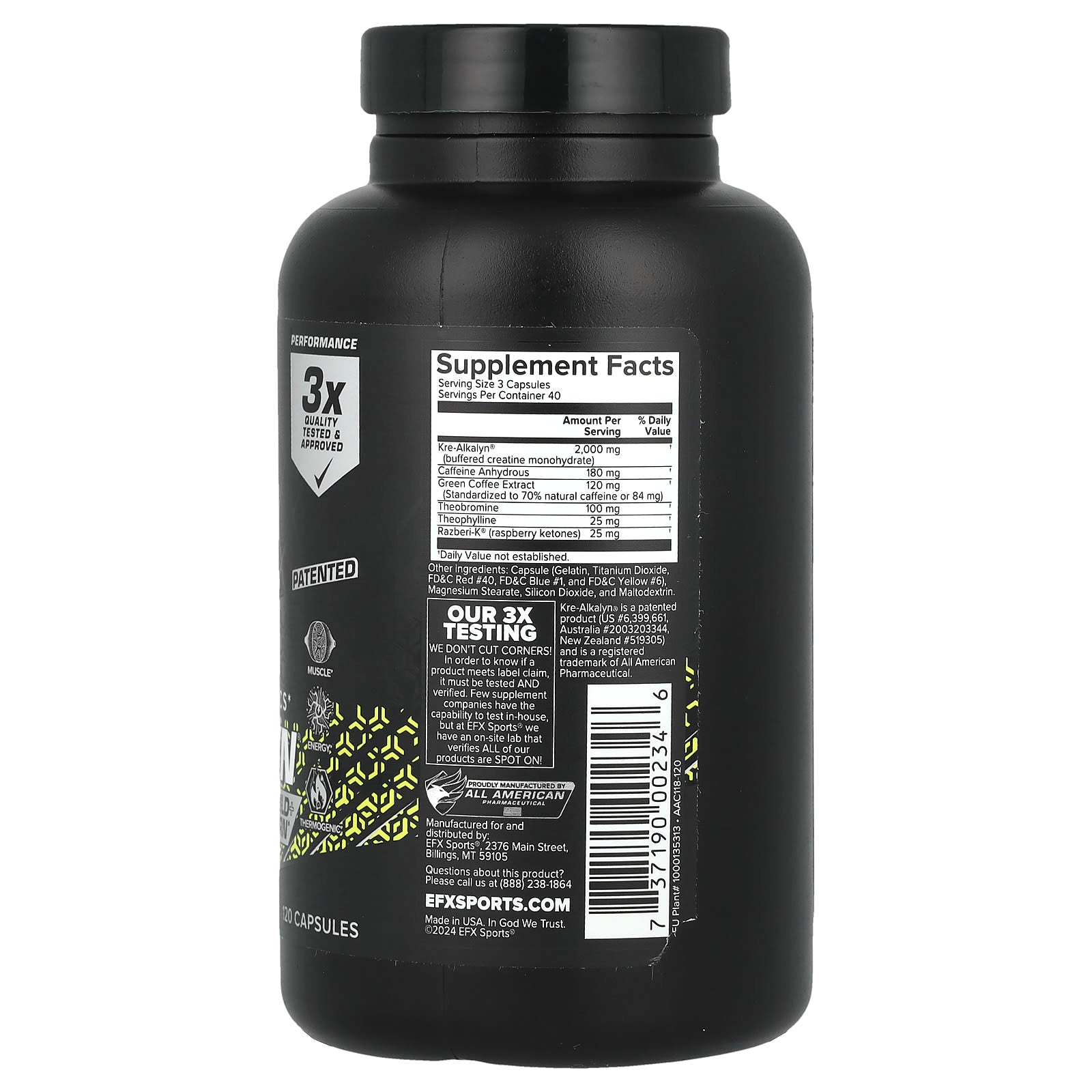 EFX Sports - Kre-Alkalyn Hardcore - 120 kapsler