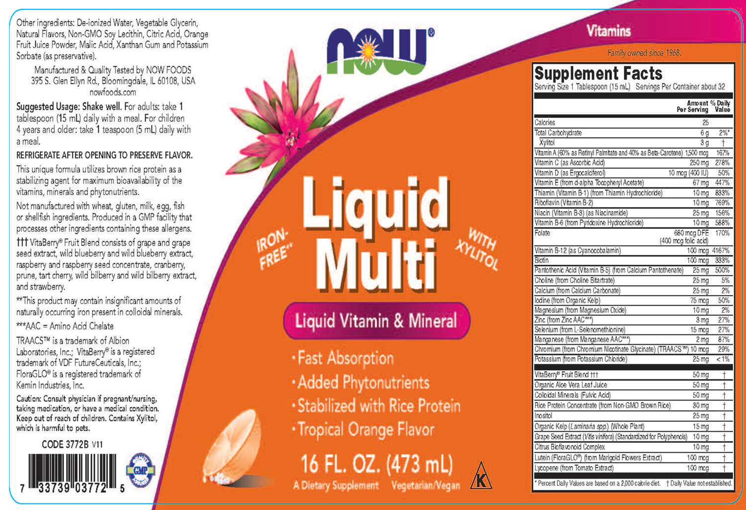 NOW Foods - Flydende Multivitamin - 473ml