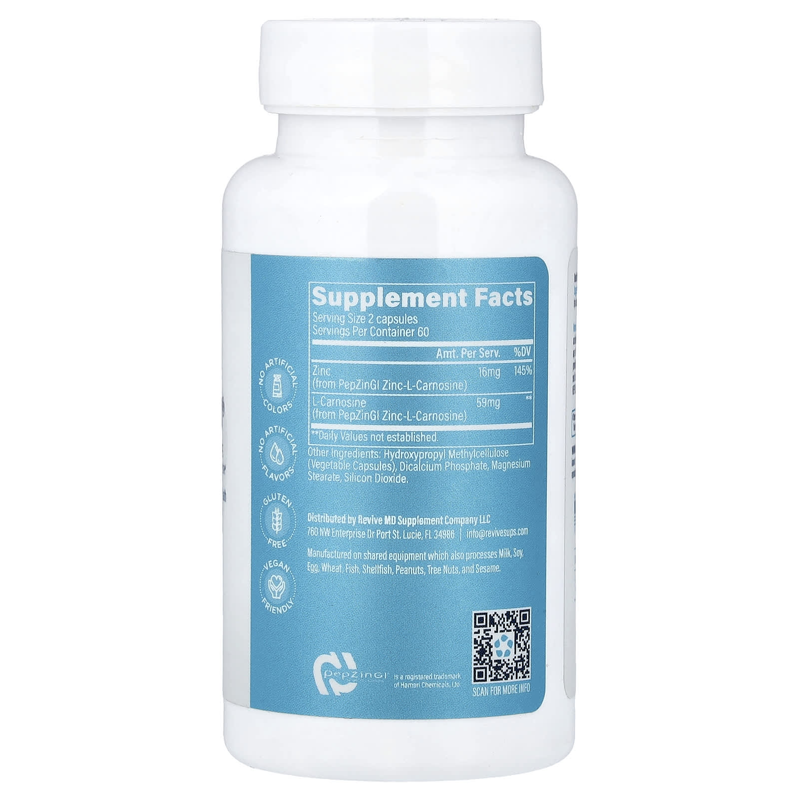 Zinc Carnosine ingredienser och etikett