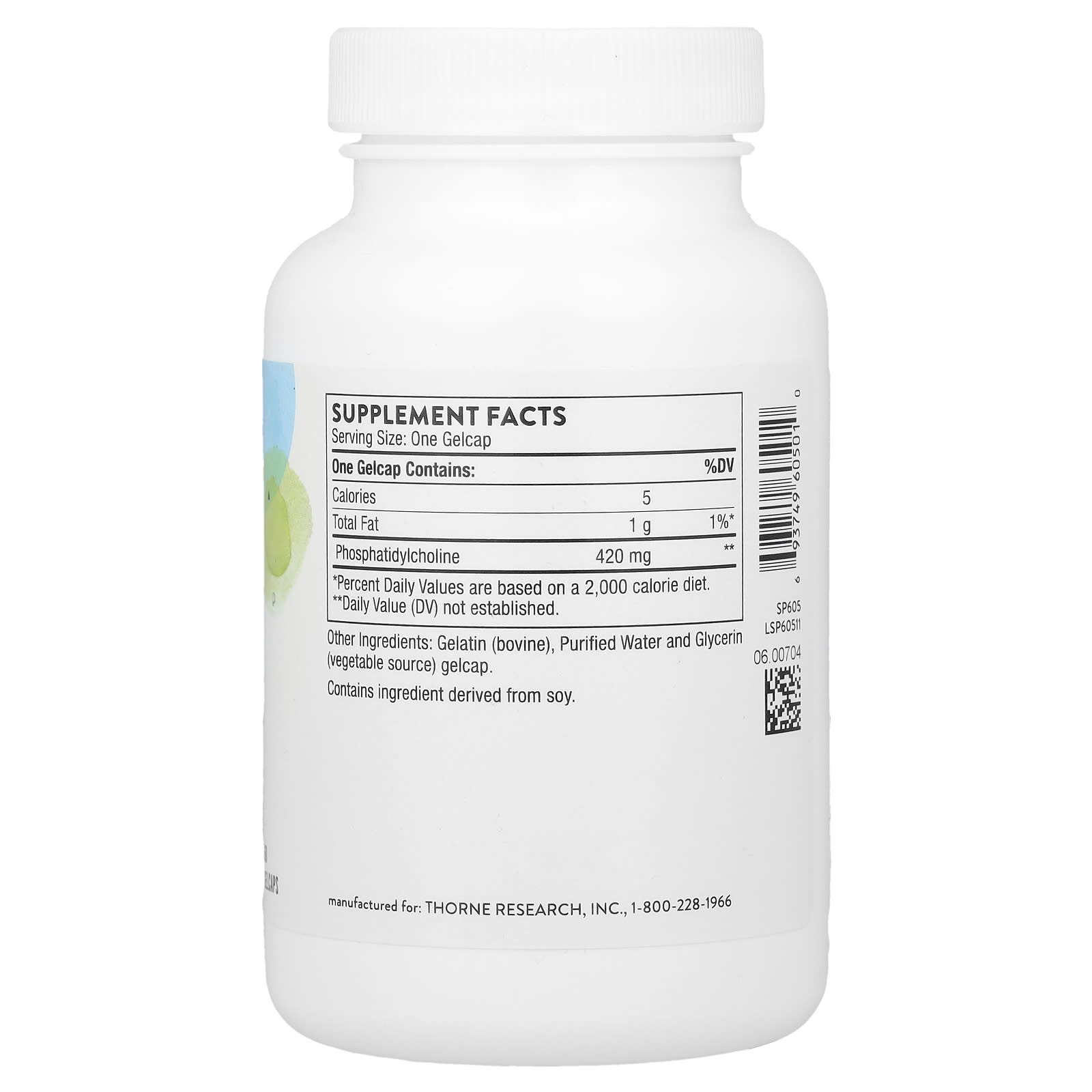 Thorne Phosphatidyl Choline näringsfakta och ingredienser