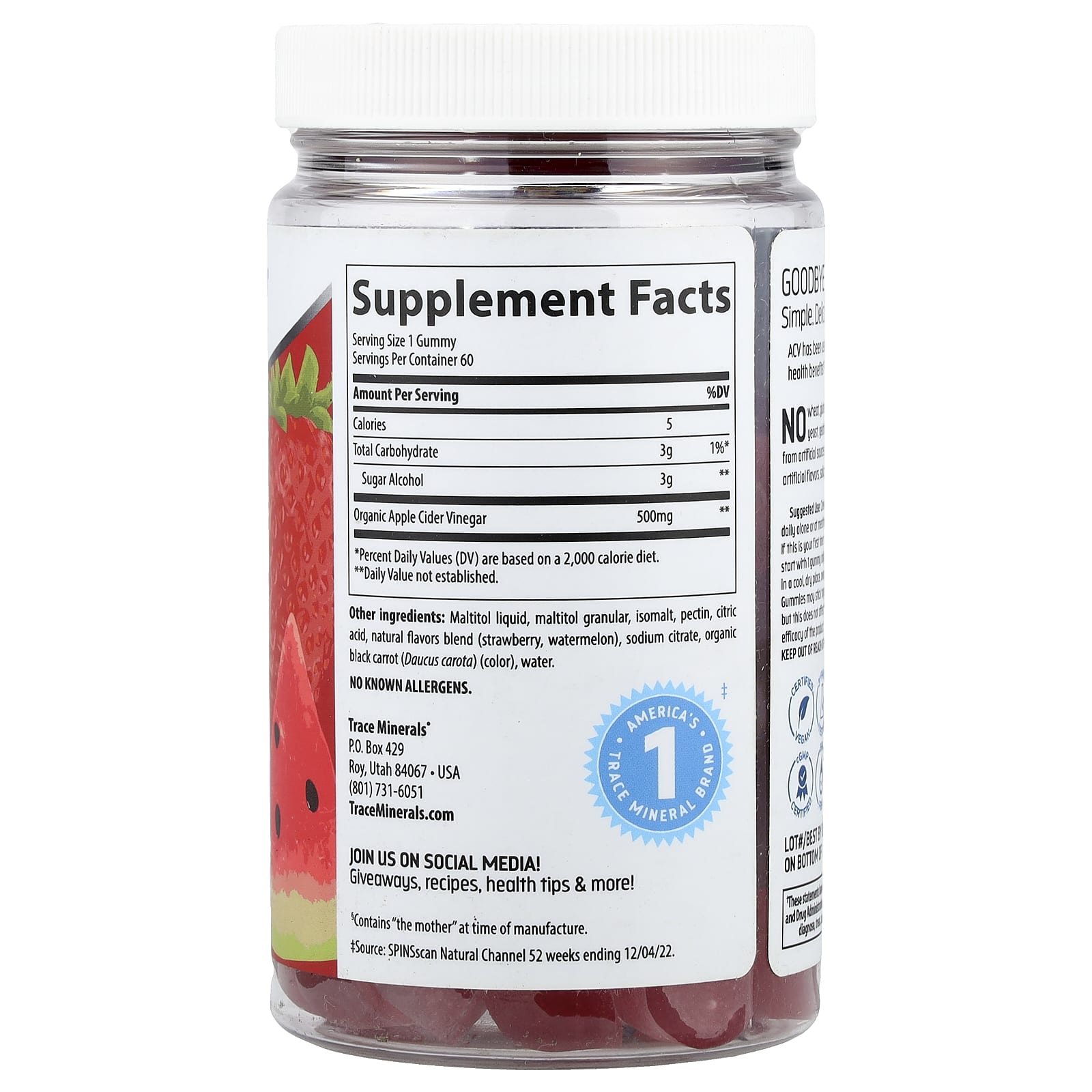 Trace Minerals Apple Cider Vinegar Gummies baksida