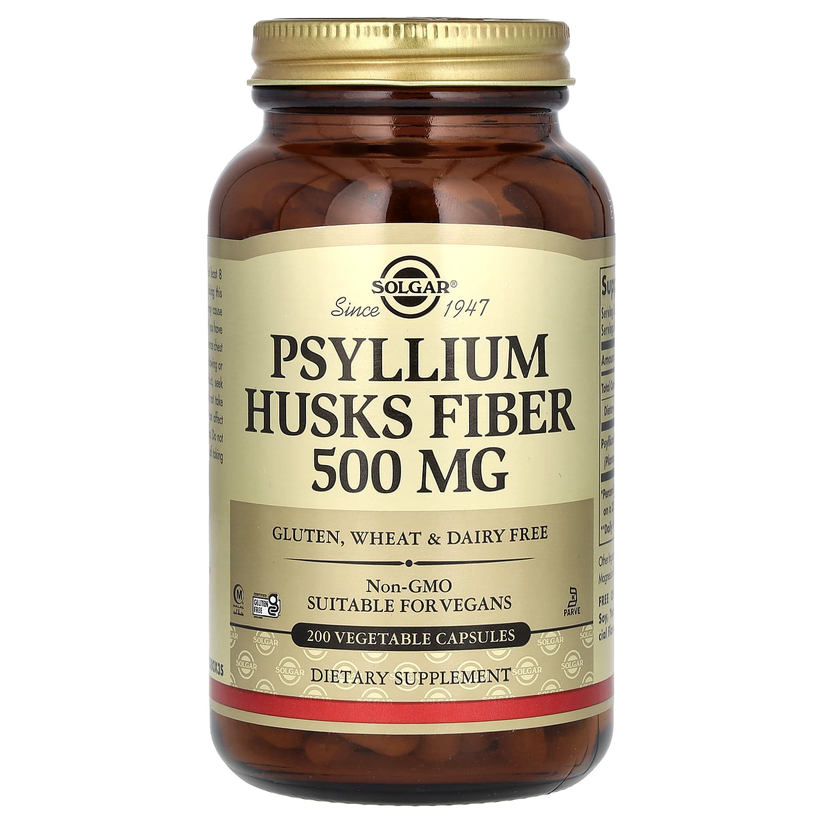 Psyllium Husks Fiber 200 vegetabiliska kapslar framsida
