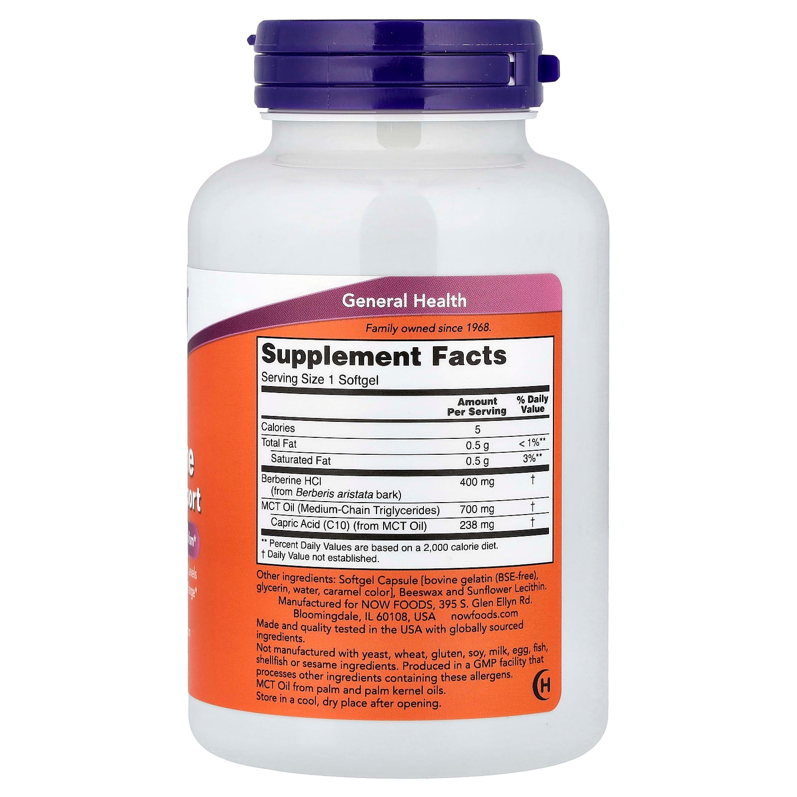 NOW Foods Berberine Glucose Support näringsfakta