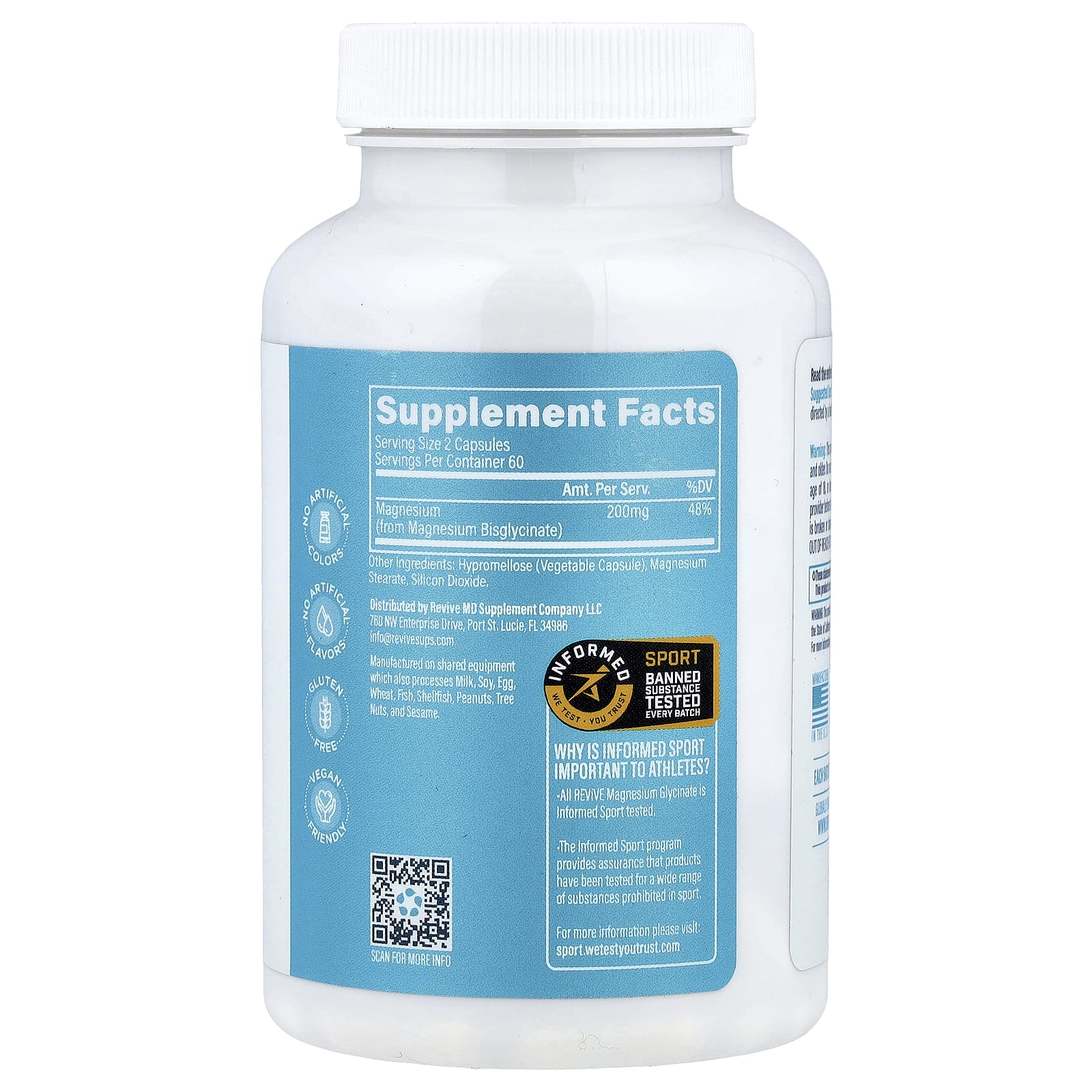 Revive Magnesium Glycinate baksida näringsfakta