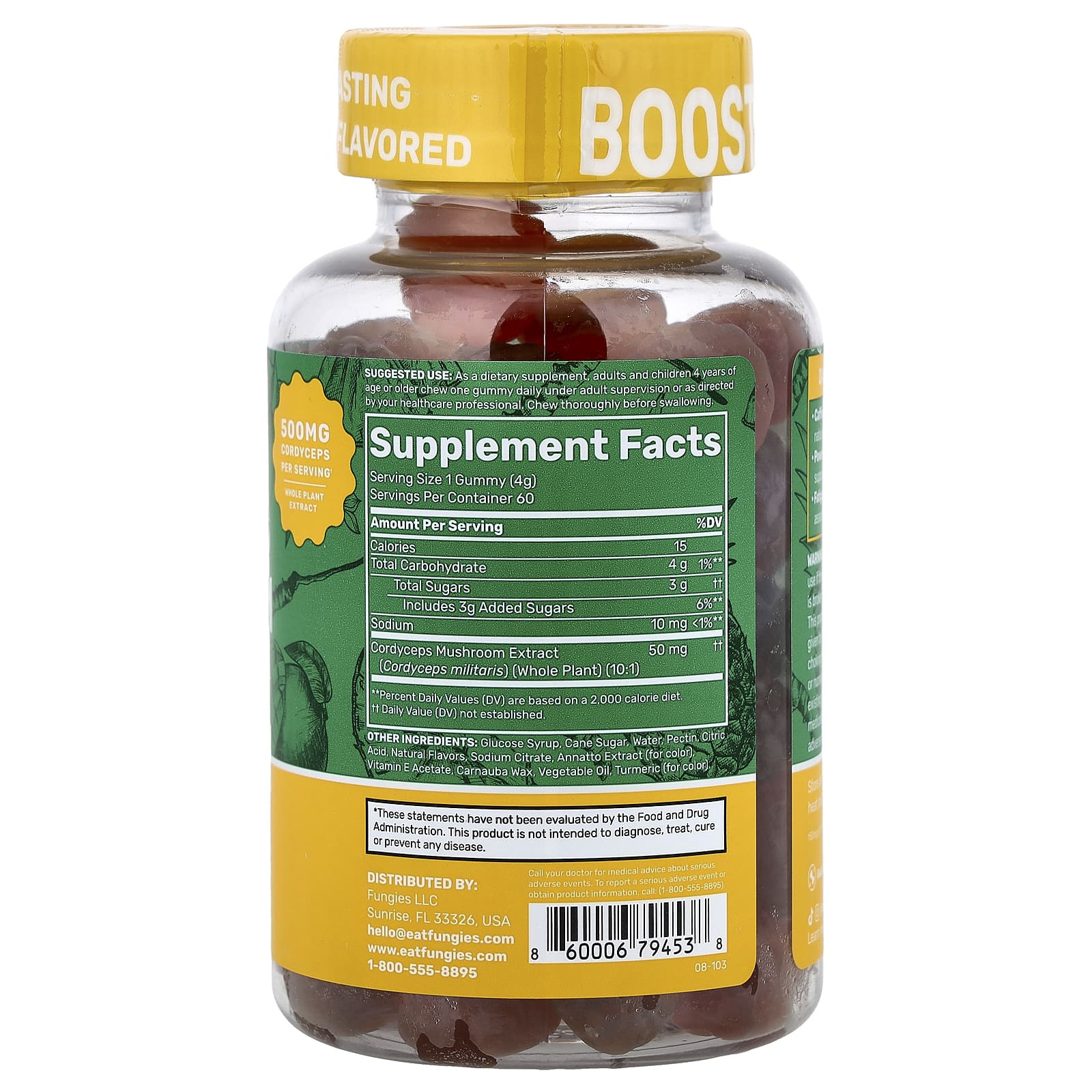 Cordyceps Svampgummies Mango & Ananas framsida