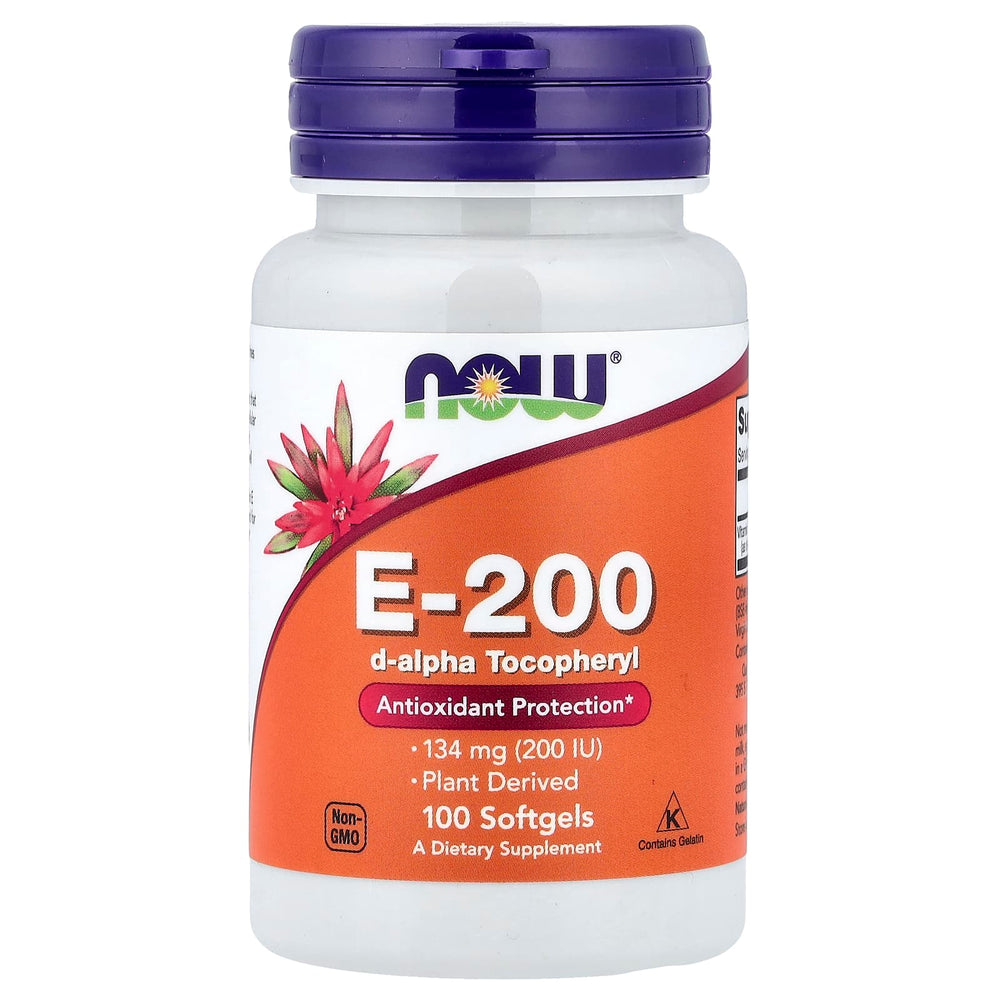 Vitamin E-200 baksida med näringsfakta