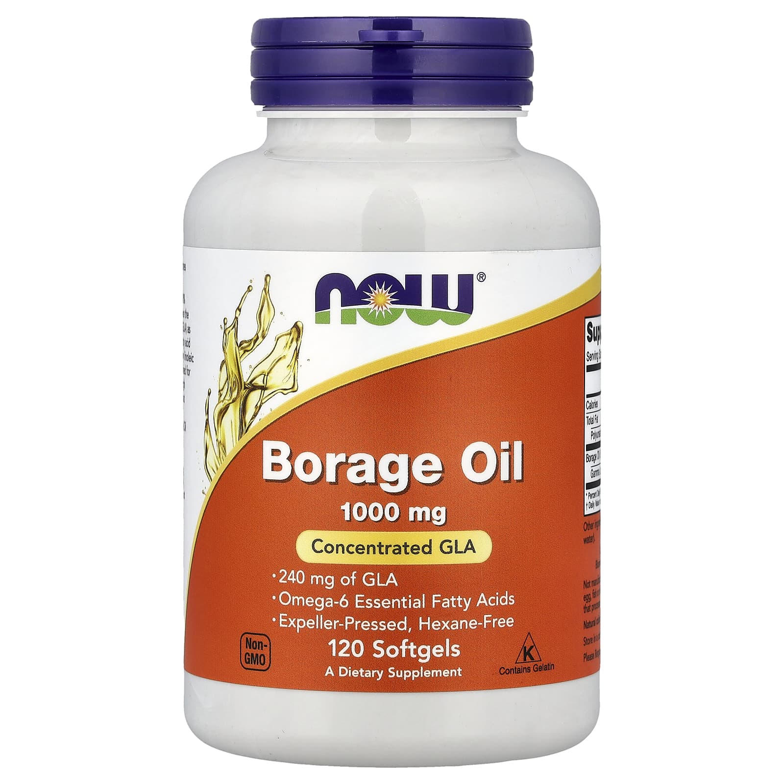 Borage Oil – 240 mg GLA baksida näringsfakta