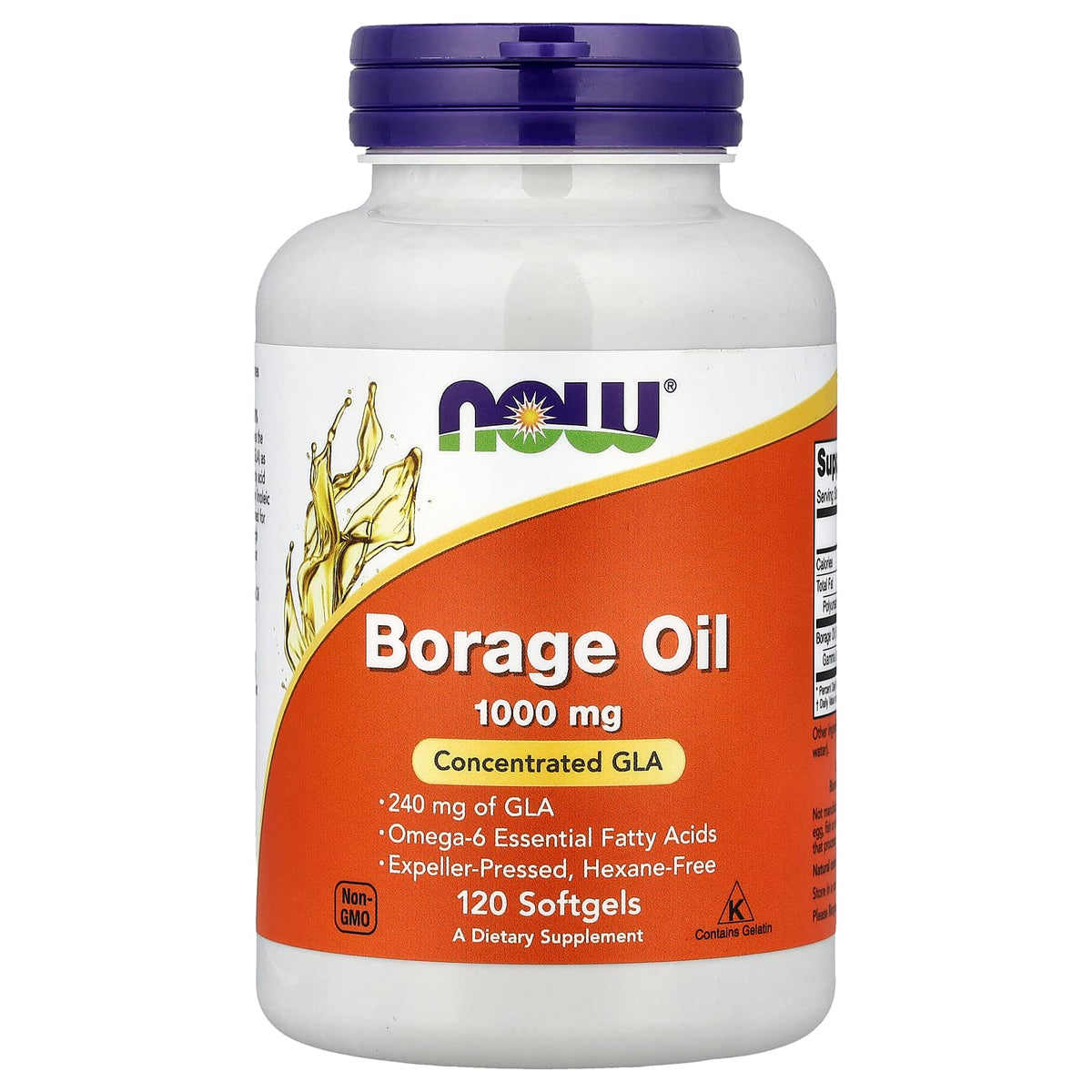Borage Oil – 240 mg GLA baksida näringsfakta