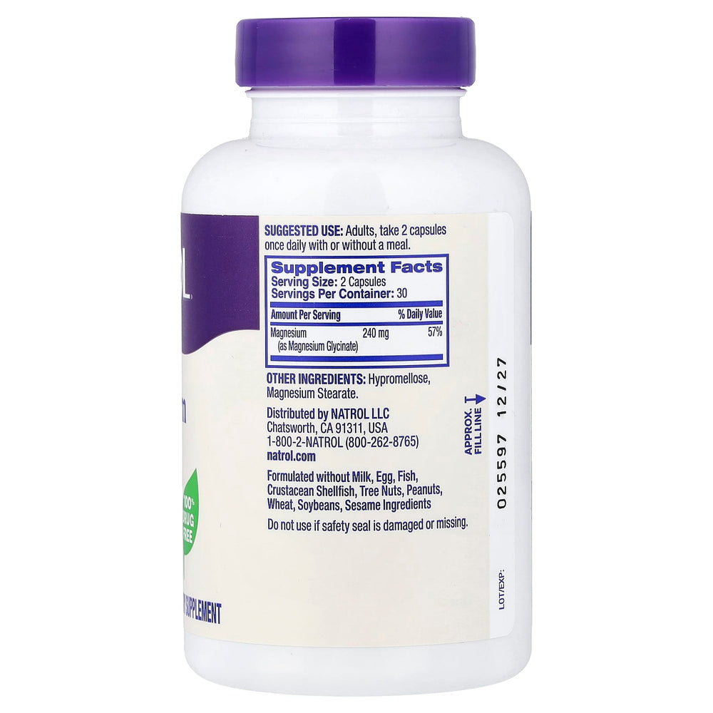 Natrol Magnesium Glycinate ingredienser-etikett